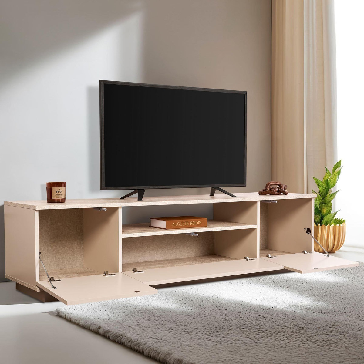 Habitat et Jardin Meuble TV en bois  Veramont  - 180 x 44 x 44 cm - Beige