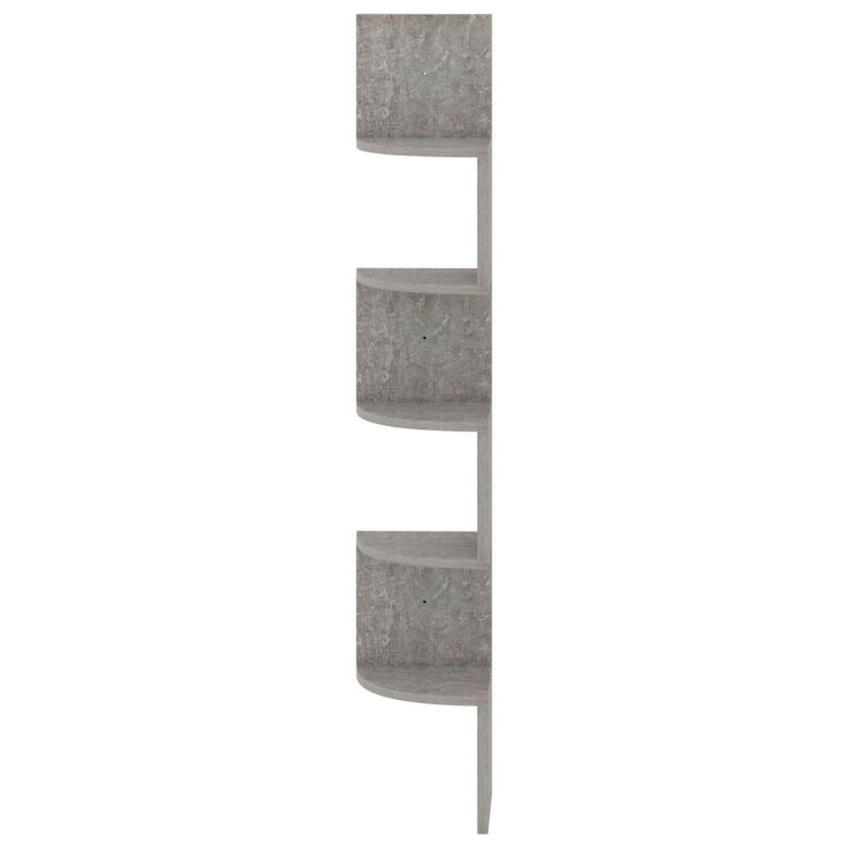 VIDAXL Etagere d'angle murale gris beton 19x19x123cm bois d'ingenierie