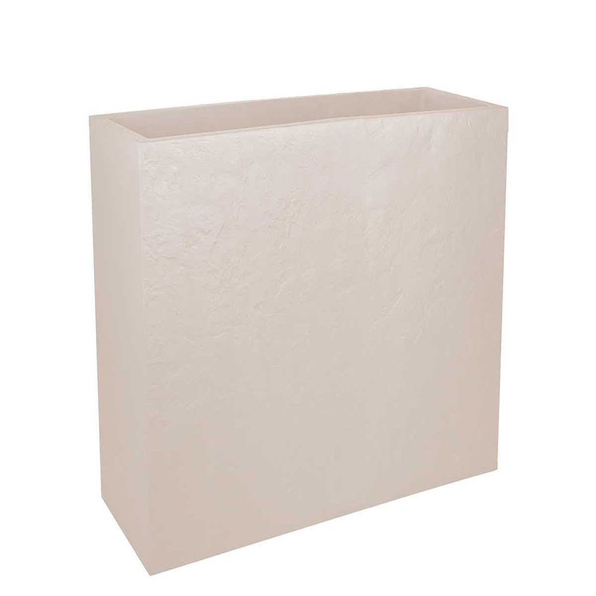 Eda Jardinière rectangulaire Volcania effet pierre - 78,5 x 29,5 x 60 cm - 46 L - Beige calcaire - Eda