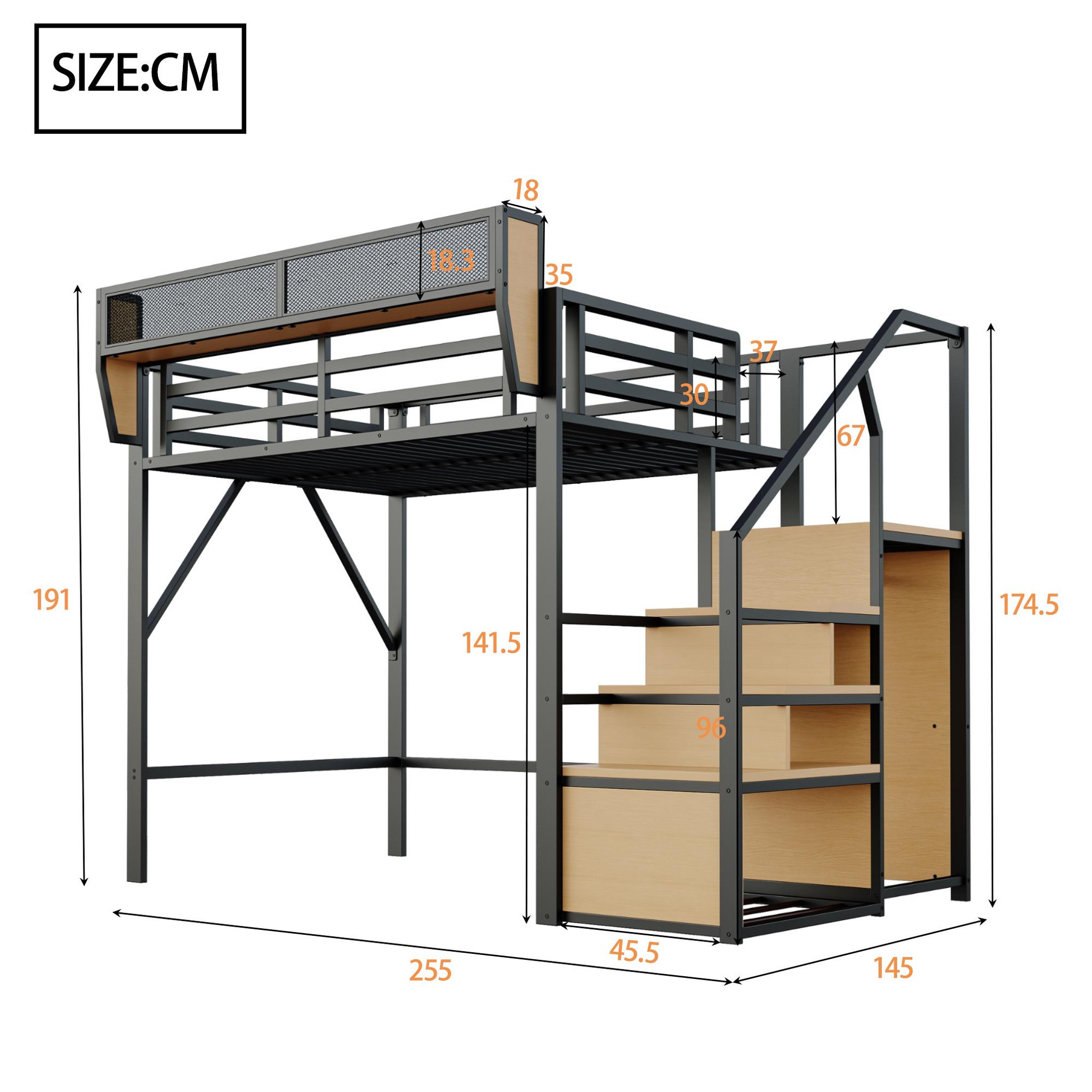 Voir la diapositive 3 : MERAX Lit mezzanine 140x200cm