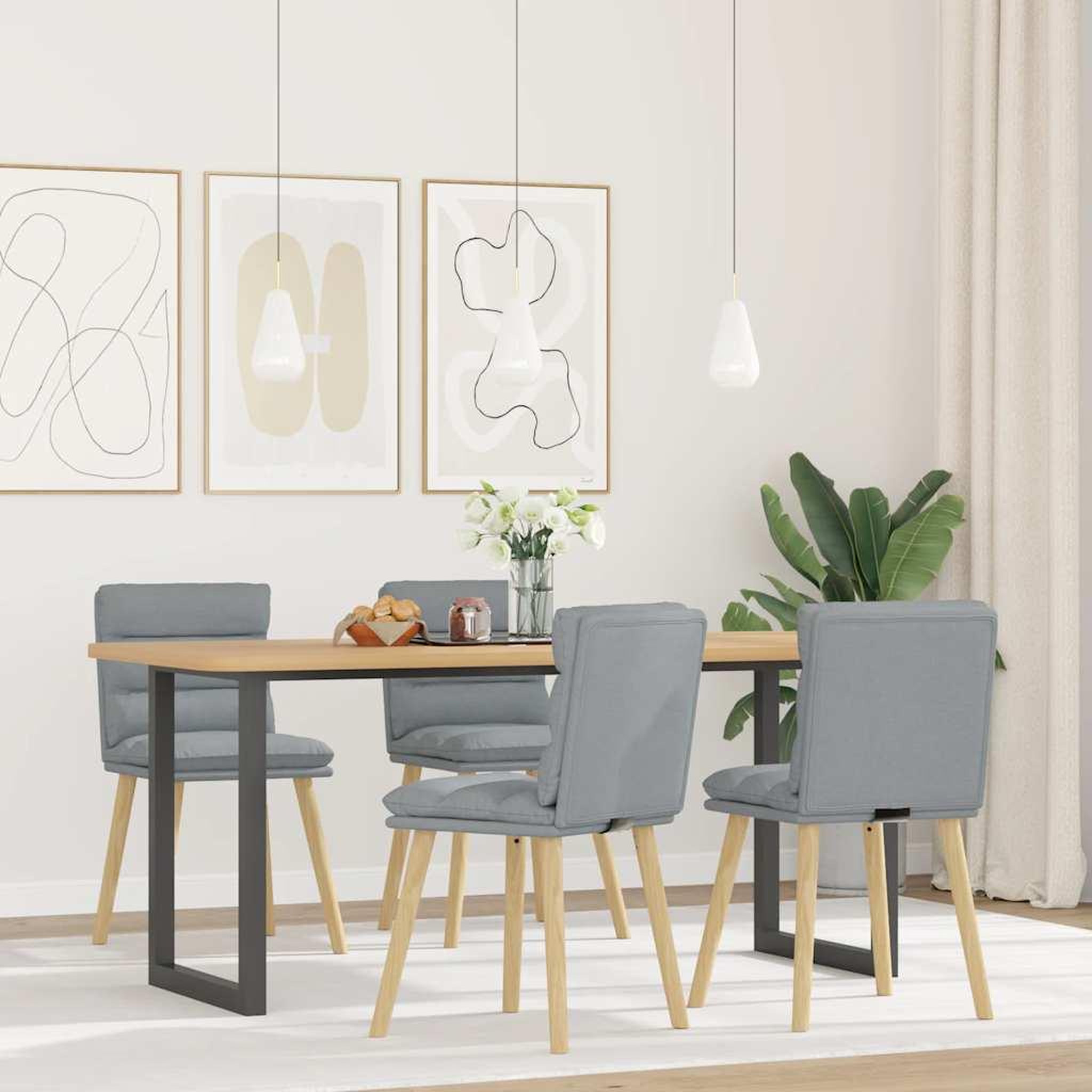 VIDAXL Chaises a manger lot de 4 gris clair tissu