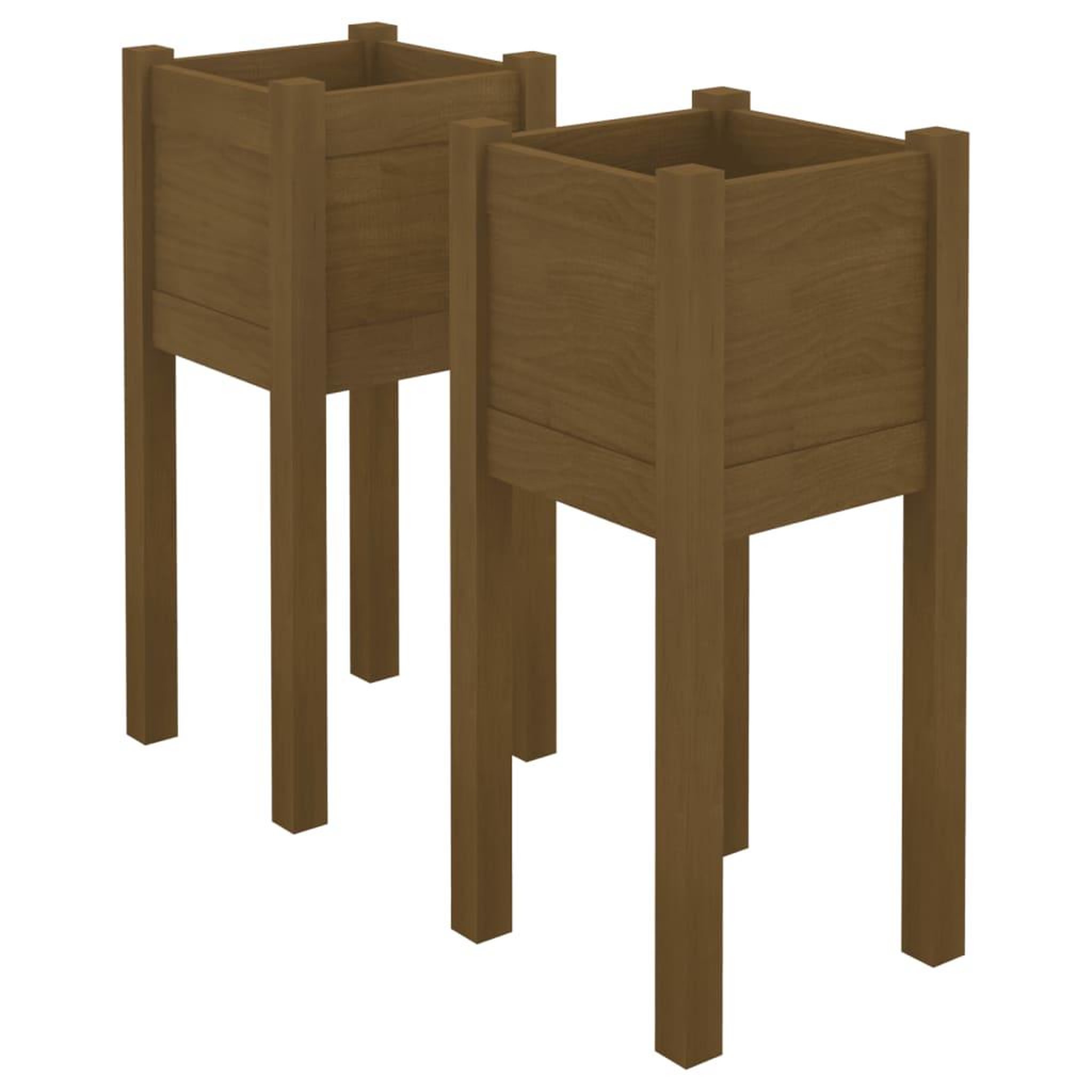 Voir la diapositive 2 : VIDAXL Jardinieres d'exterieur 2 pcs Marron miel 31x31x70cm Pin massif