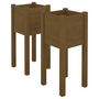 Voir la diapositive 2 : VIDAXL Jardinieres d'exterieur 2 pcs Marron miel 31x31x70cm Pin massif