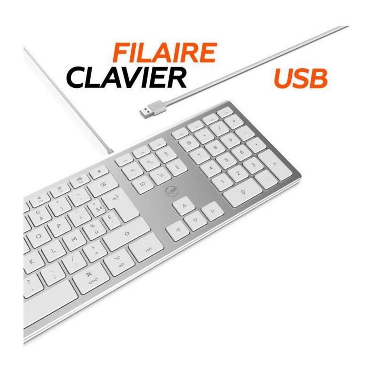 Mobility Lab MOBILITY LAB ML304304 - Clavier Design Touch Filaire avec 2 USB pour Mac - AZERTY - Blanc et argente