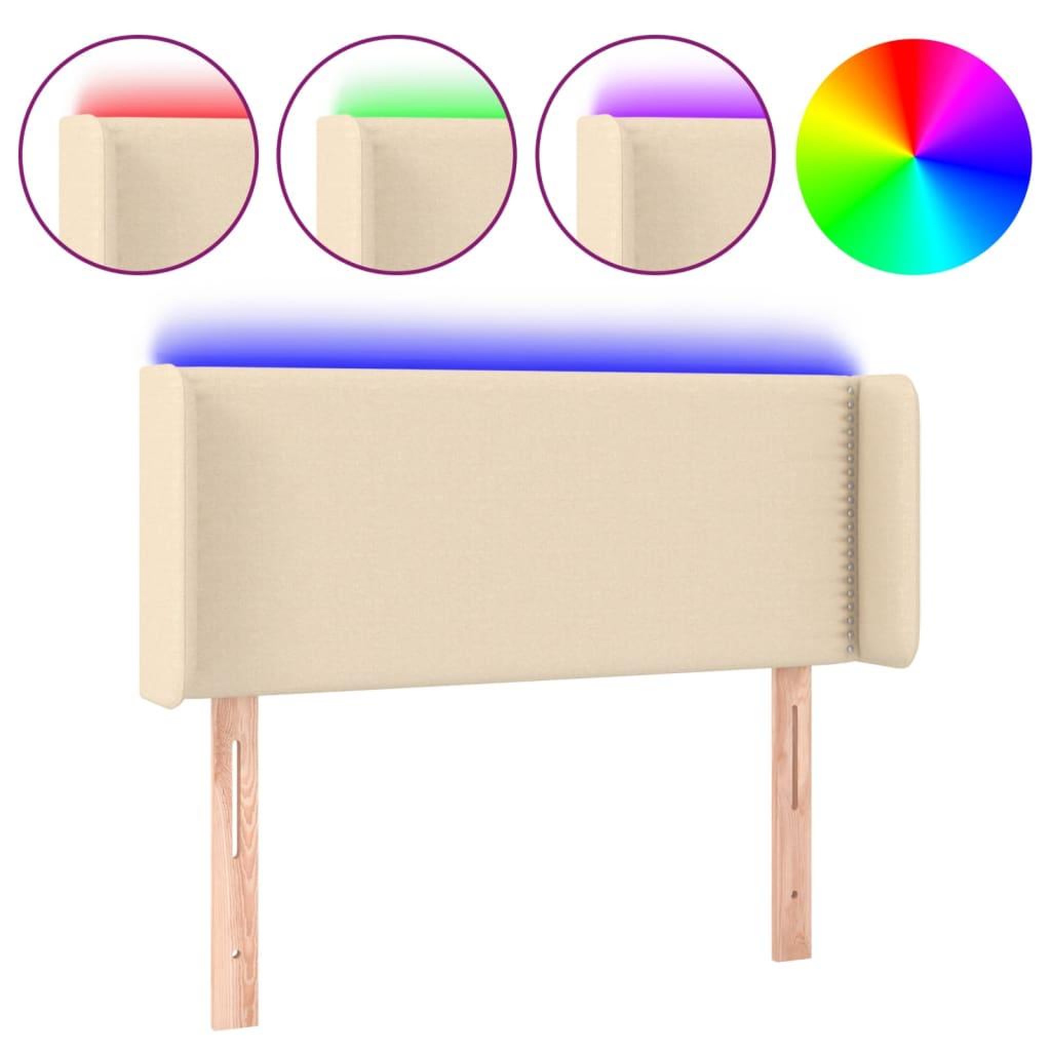 Voir la diapositive 2 : VIDAXL Tete de lit a LED Creme 93x16x78/88 cm Tissu