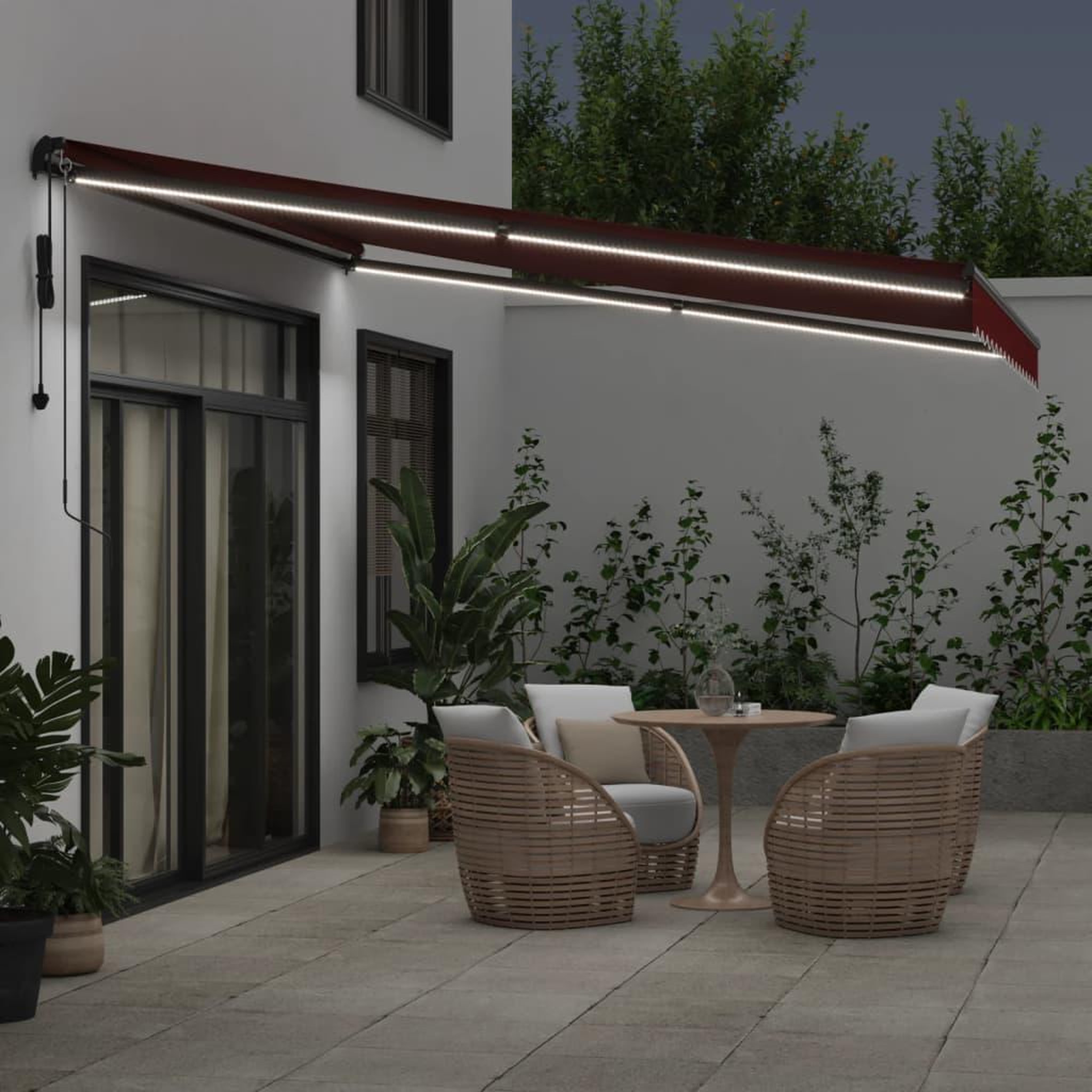 Voir la diapositive 3 : VIDAXL Auvent retractable automatique avec LED bordeaux 400x300 cm