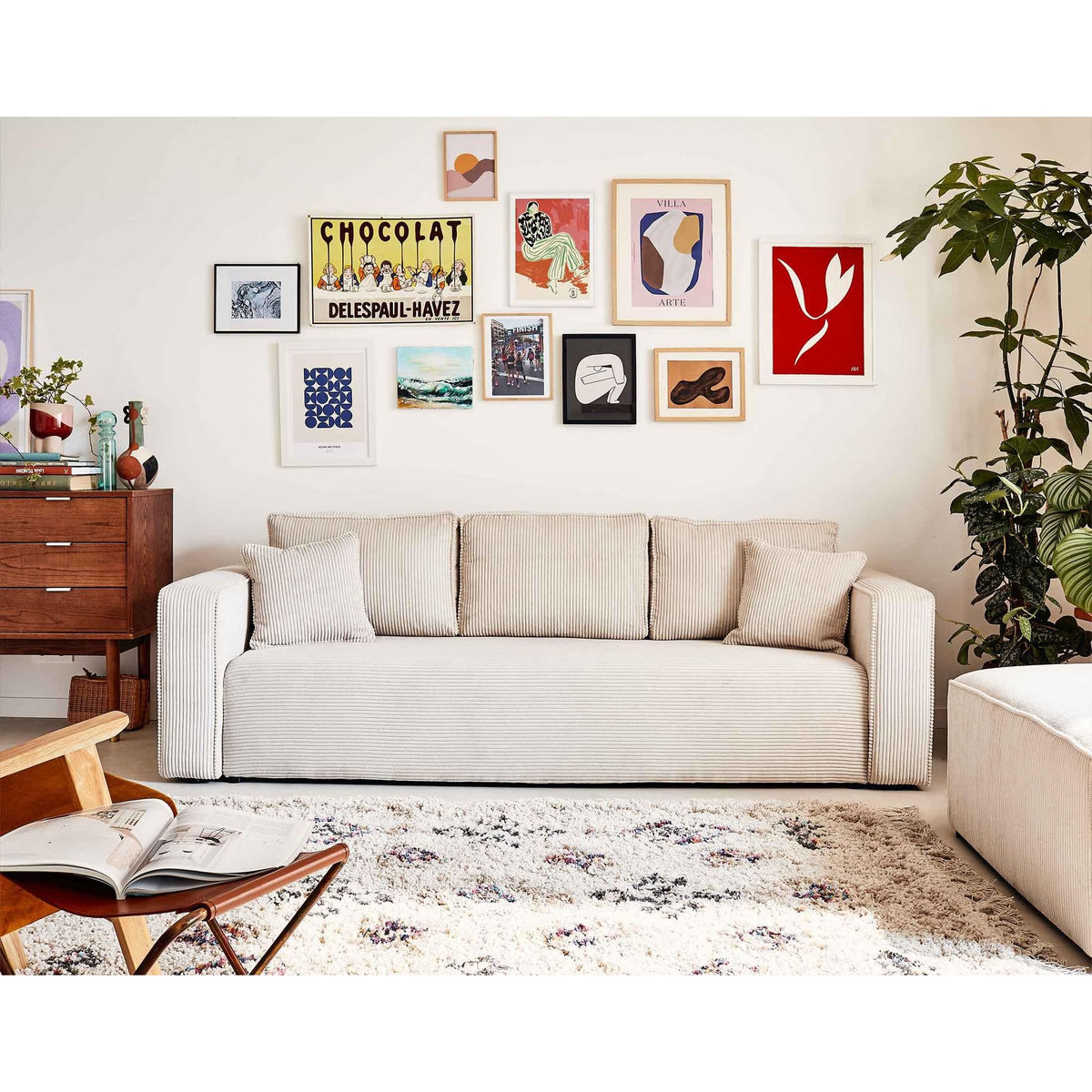 BEST MOBILIER Topaze - canapé 3 places - convertible avec coffre - en velours côtelé