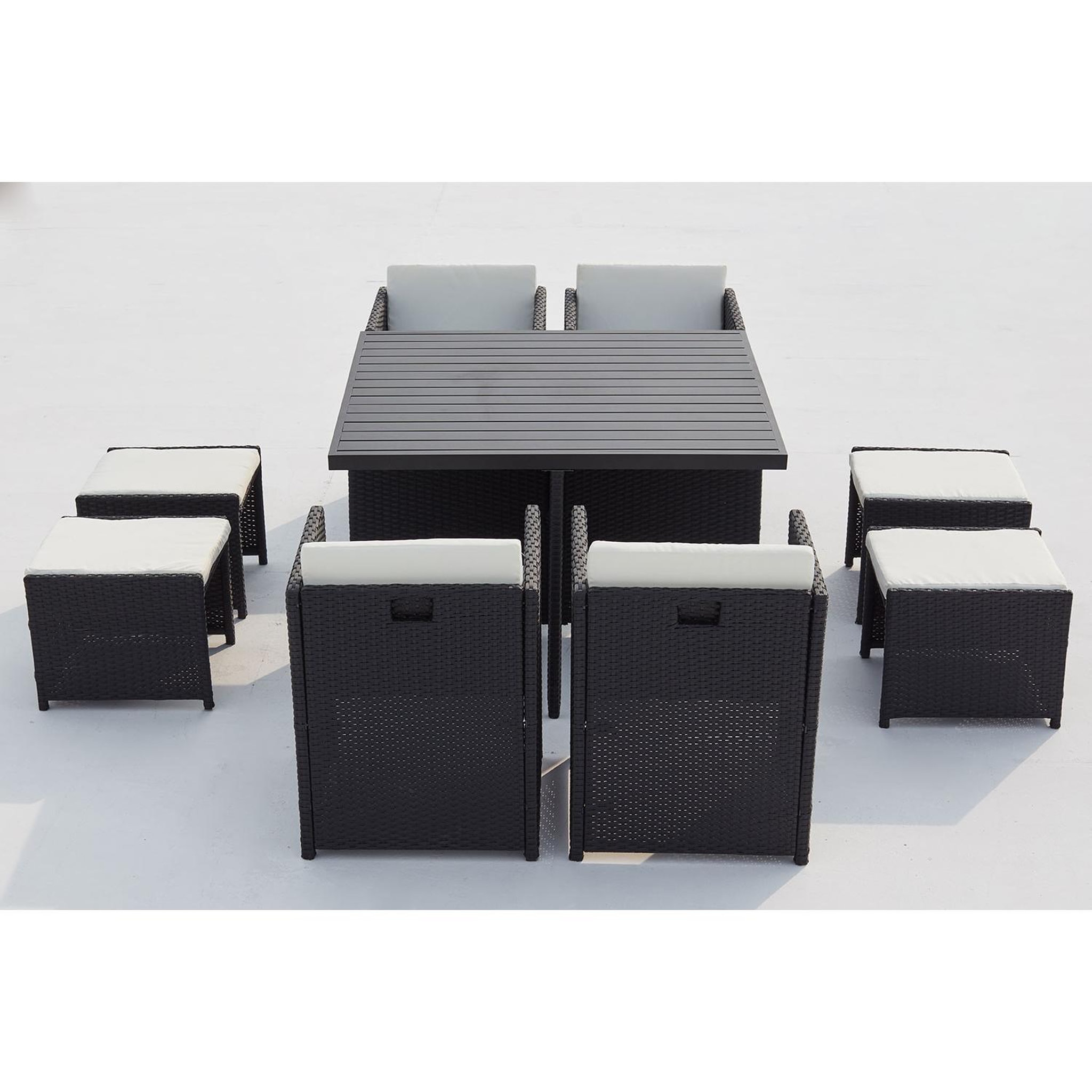 Voir la diapositive 3 : CONCEPT USINE Table et chaise 8 places encastrables alu résine noir-blanc sunset