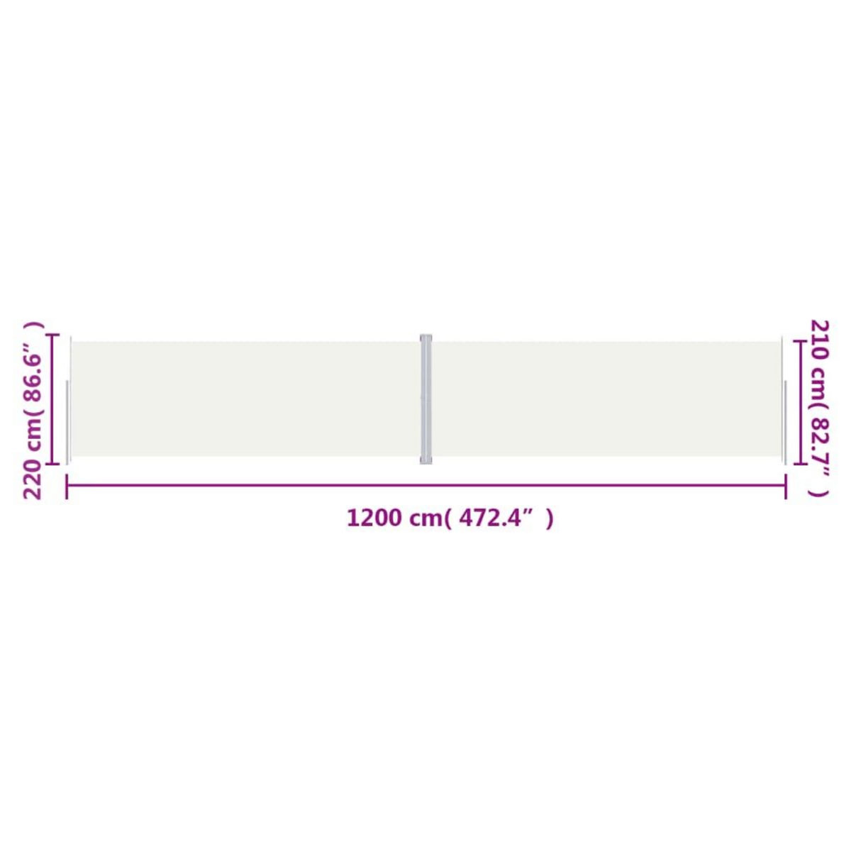 VIDAXL Auvent lateral retractable Creme 220x1200 cm