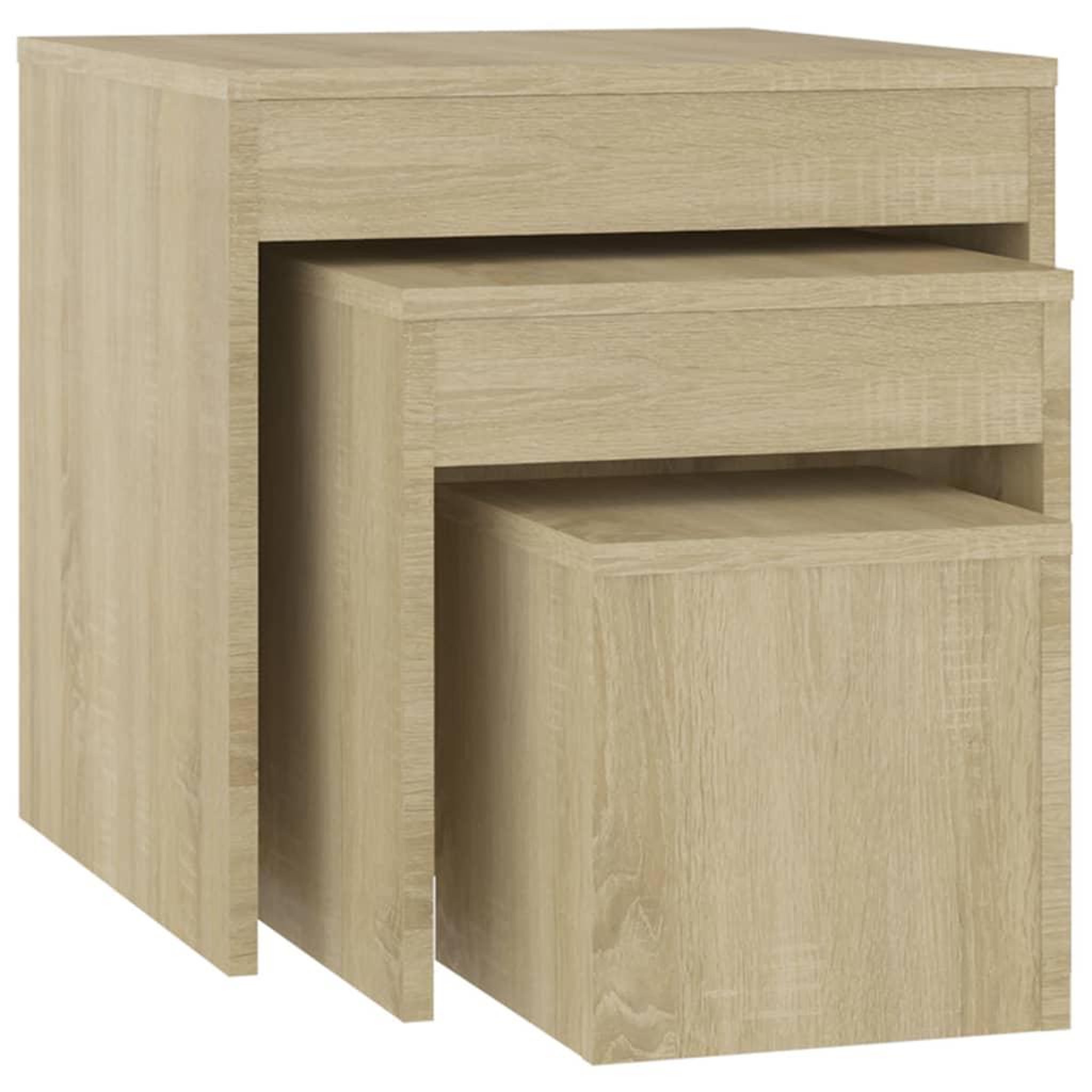 Voir la diapositive 2 : VIDAXL Tables gigognes 3 pcs Chene sonoma Agglomere