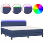 VIDAXL Sommier a lattes de lit avec matelas LED Bleu 180x200 cm Tissu