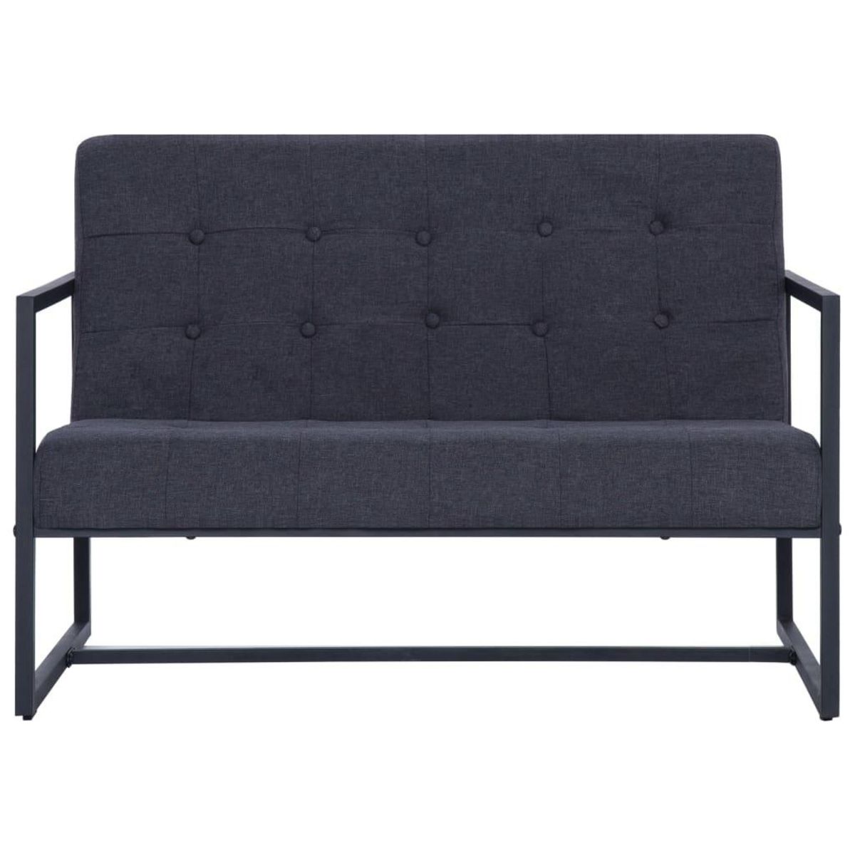 VIDAXL Sofa a 2 places avec accoudoirs Gris fonce Acier et tissu