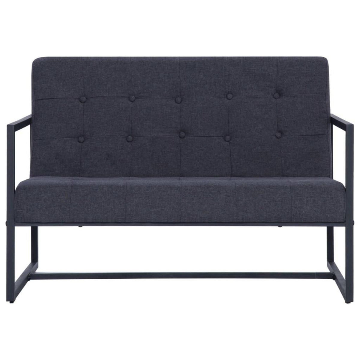VIDAXL Sofa a 2 places avec accoudoirs Gris fonce Acier et tissu