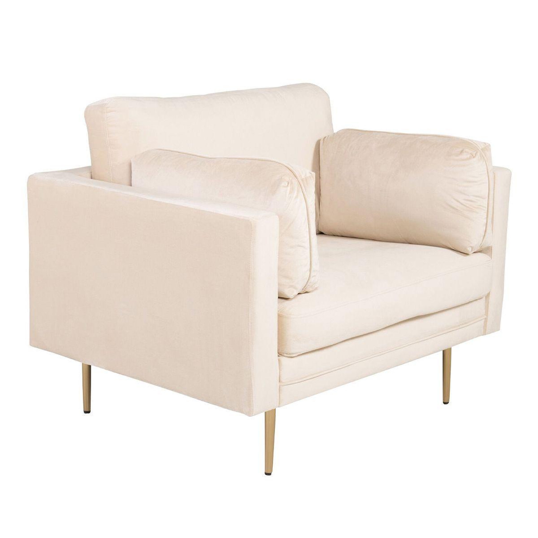 Voir la diapositive 2 : Paris Prix Fauteuil design en velours  boom  110cm beige & or