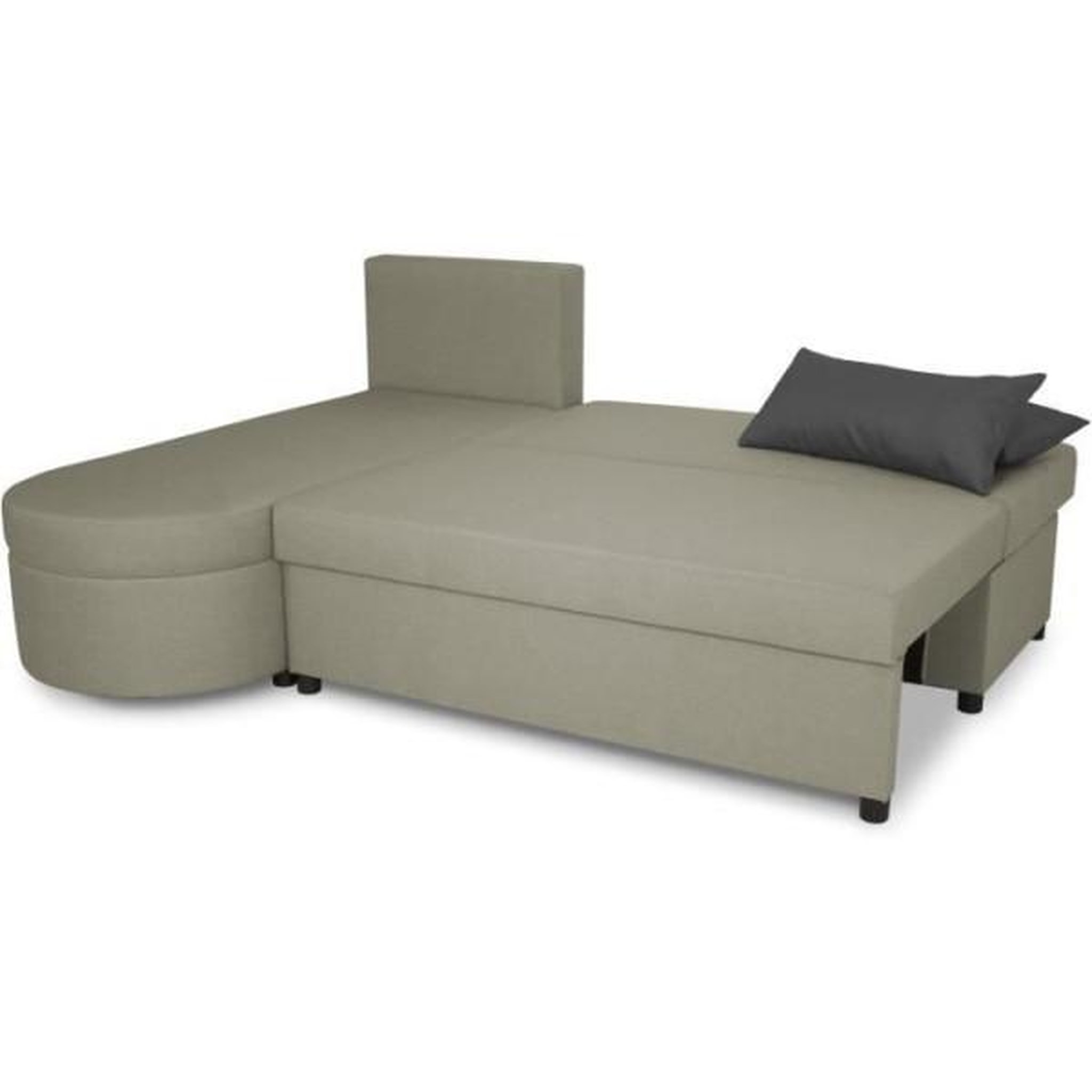 Voir la diapositive 4 : MARKET24 Canapé d'angle convertible réversible 3 places JEN - Tissu Gris - Style contemporain - L196 x H88 x P159 cm