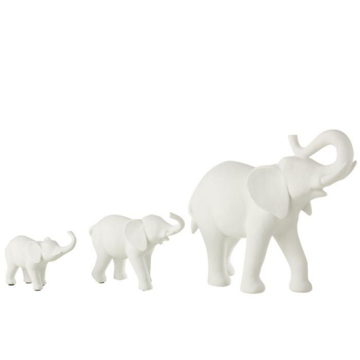 Paris Prix Statuette 3 Éléphants en Rang  Burl  38cm Blanc