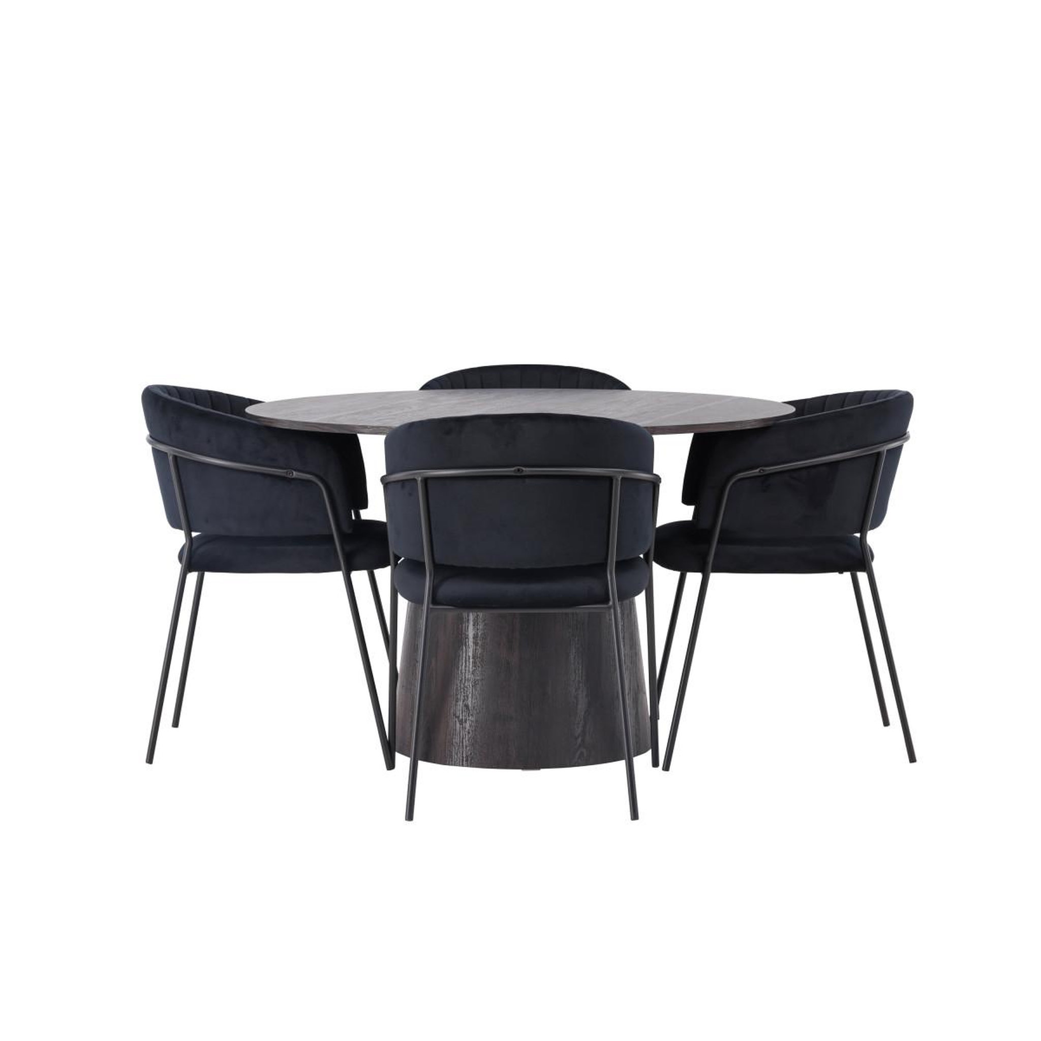 Voir la diapositive 2 : Paris Prix Ensemble table à manger & 4 chaises  lanzo & selma  120cm noir & moka