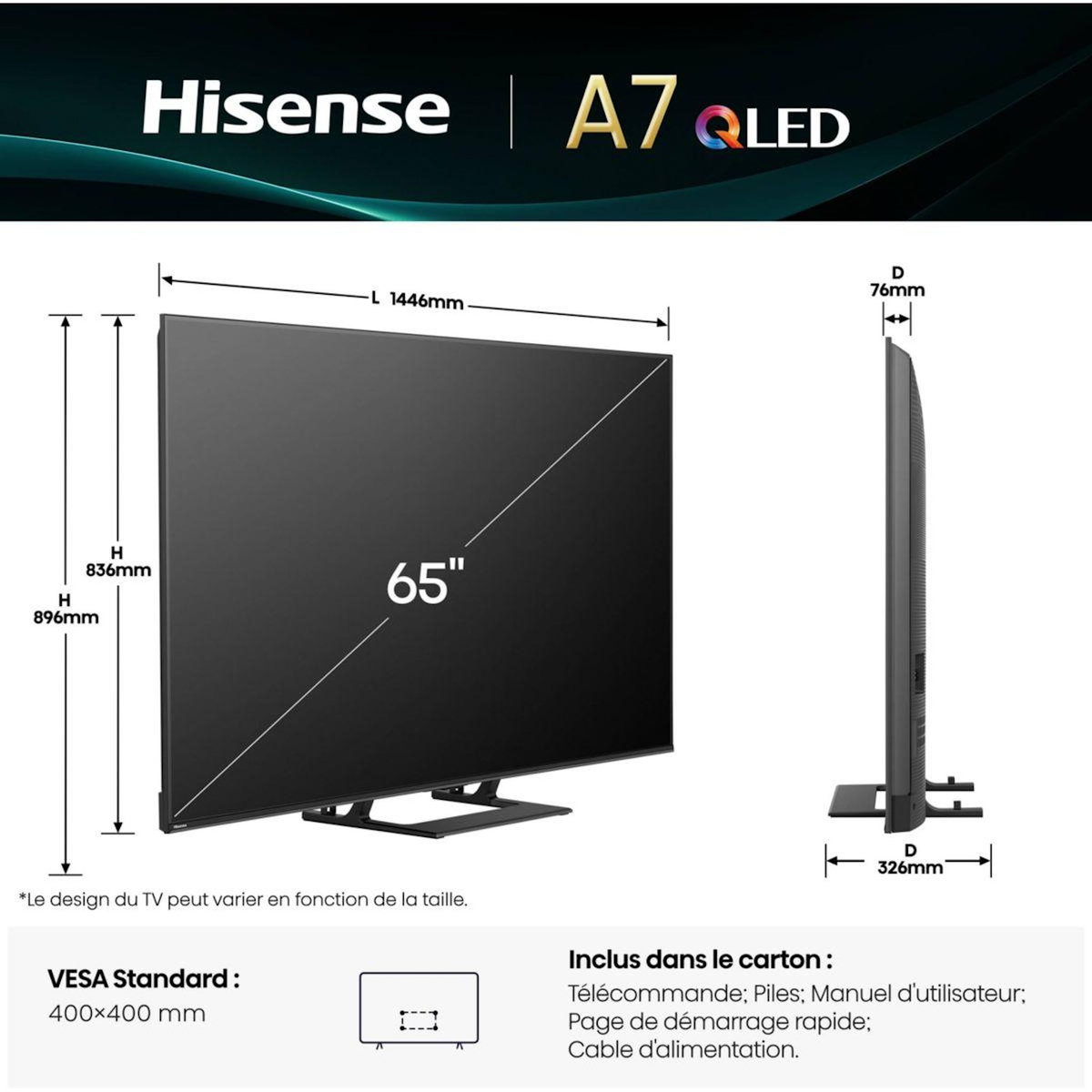 Hisense TV QLED 65A7Q 2025 (164cm)