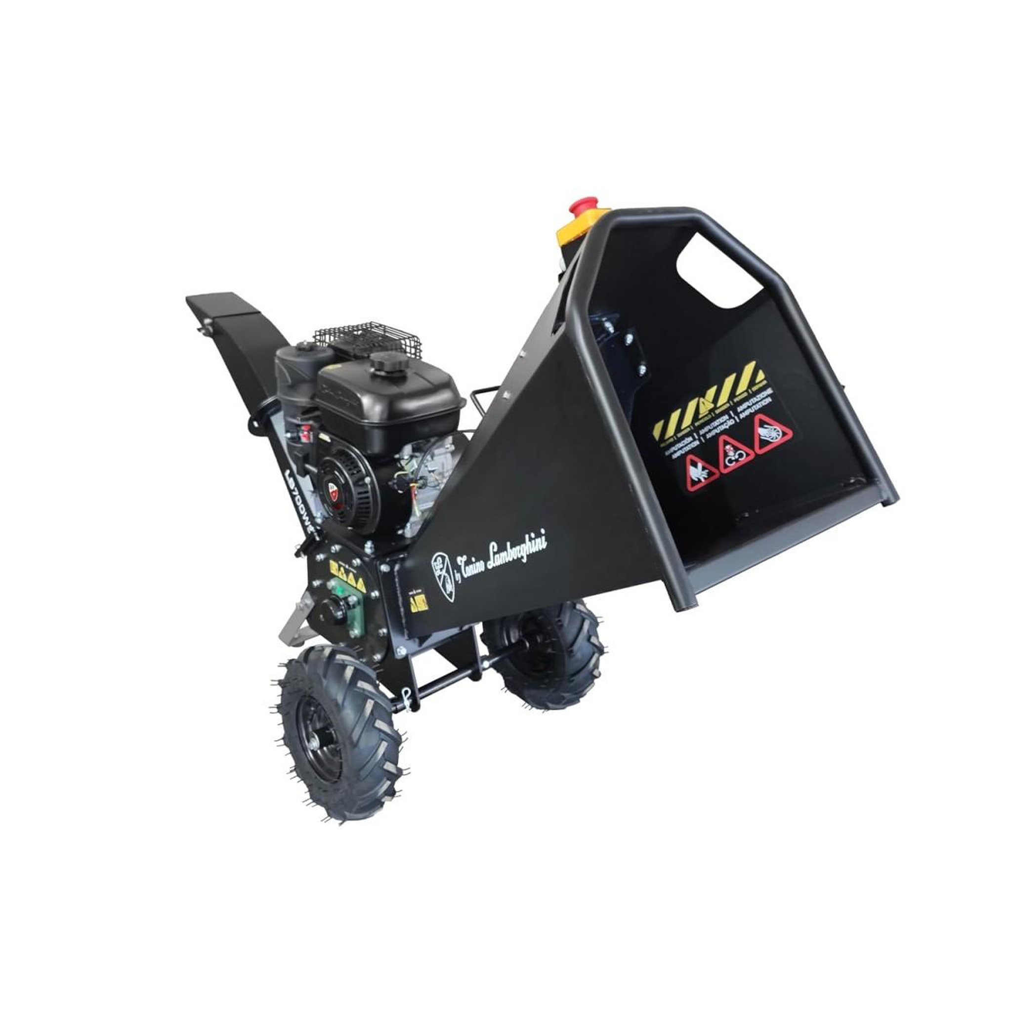 Voir la diapositive 5 : BY TONINO LAMBORGHINI GARDEN MACHINERY Broyeur de végétaux thermique 7cv 212 cm³ coupe ø100 mm max démarrage manuel tonino lamborghini