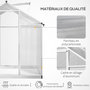 Voir la diapositive 4 : OUTSUNNY Serre de jardin aluminium polycarbonate 4,6 m² dim. 2,42L x 1,9l x 1,95H m fondation lucarne porte loquet