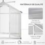 Voir la diapositive 4 : OUTSUNNY Serre de jardin aluminium polycarbonate 4,6 m² dim. 2,42L x 1,9l x 1,95H m fondation lucarne porte loquet