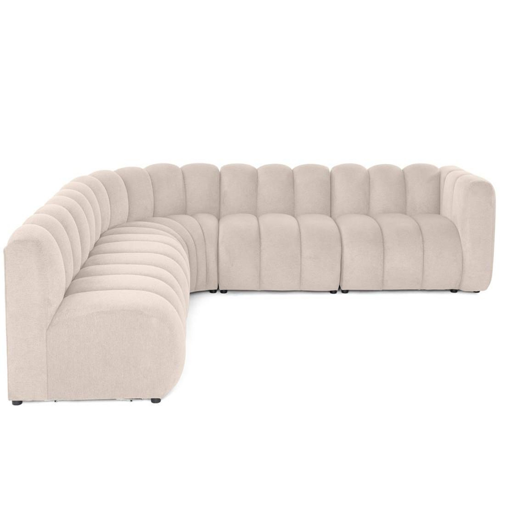 Voir la diapositive 1 : BEST MOBILIER Debbie - canapé modulable d'angle gauche 5 places en tissu texturé