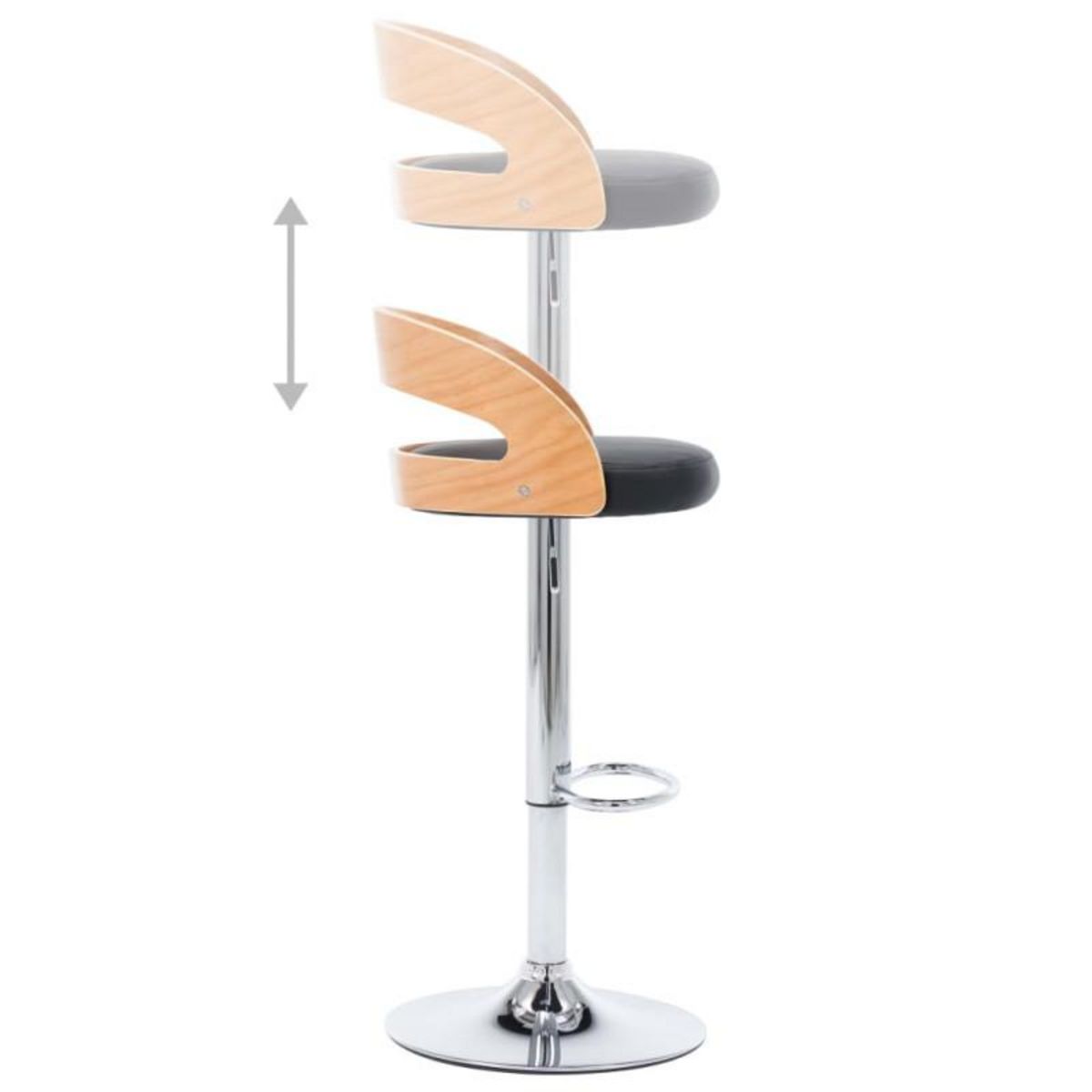 VIDAXL Tabourets de bar lot de 2 noir similicuir et bois courbé