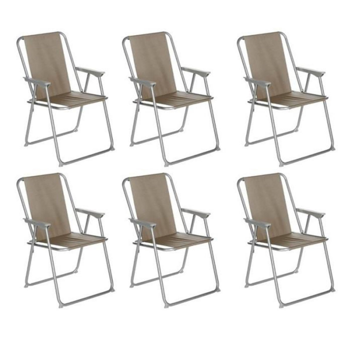 Cote detente Lot de 6 Chaises de Camping Pliantes  Grecia  74cm Taupe