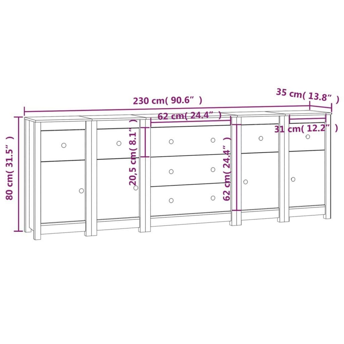 VIDAXL Buffet 230x35x80 cm Bois massif de pin
