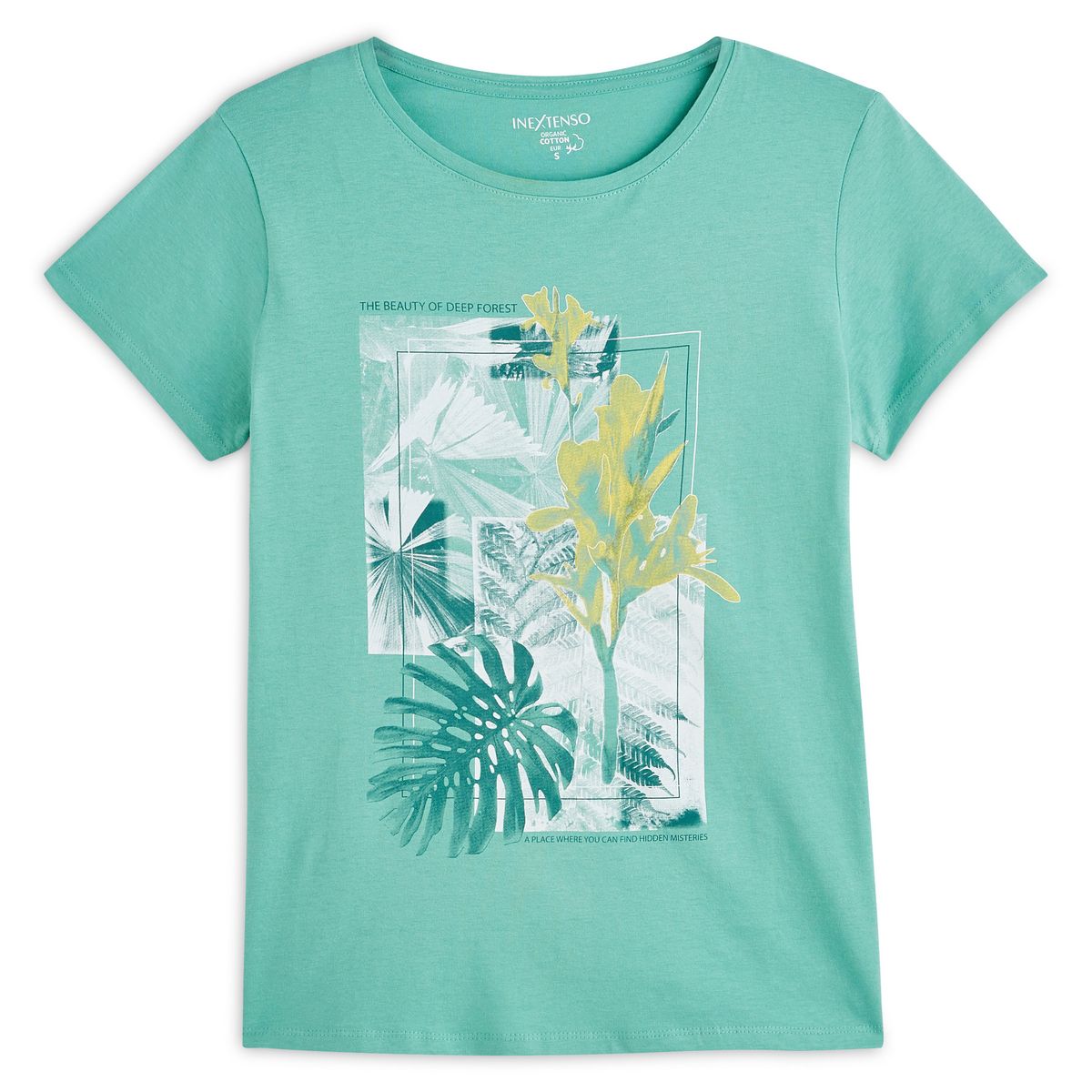 IN EXTENSO T-shirt manches courtes vert imprimé tropical femme