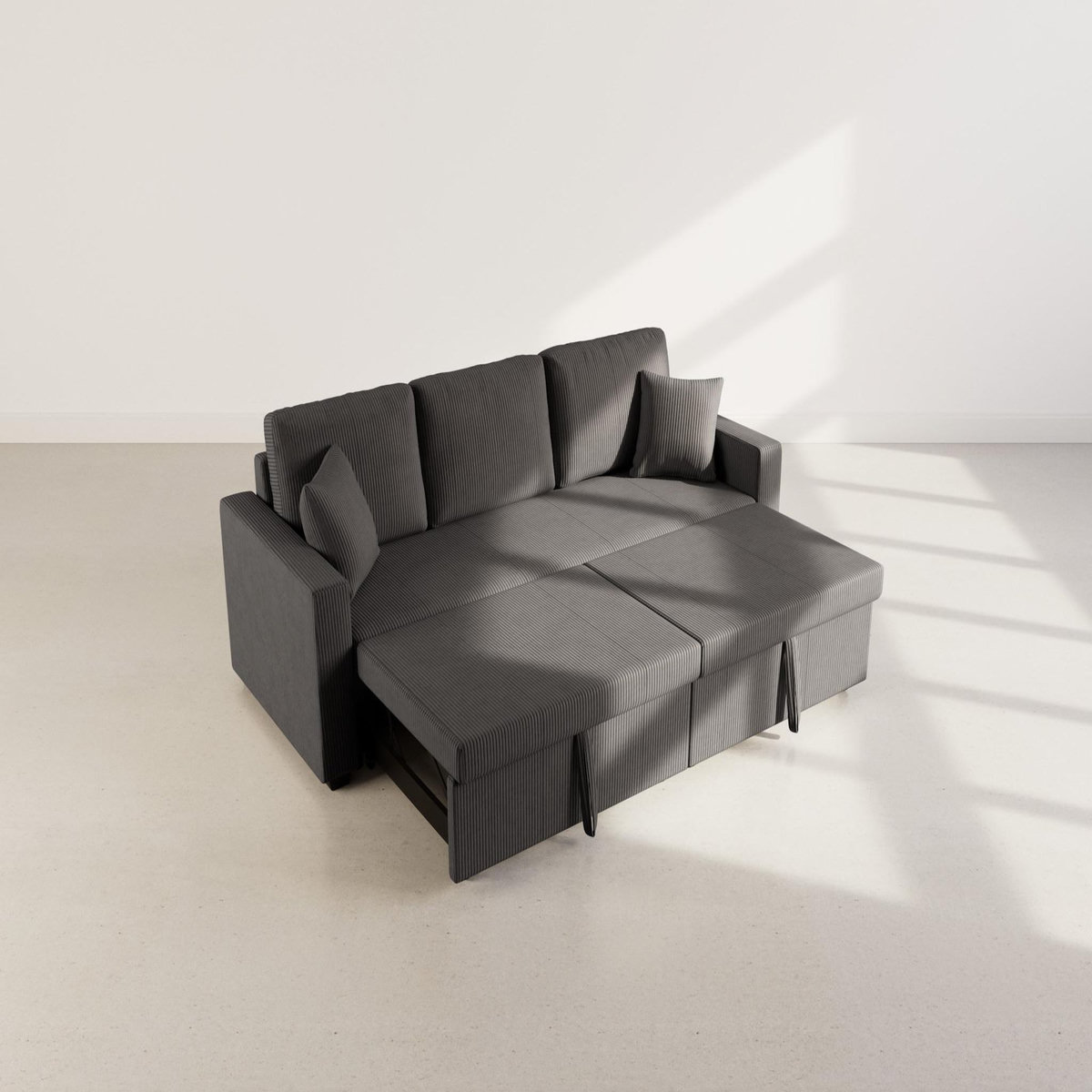 BEST MOBILIER Cyrus - canapé droit 3 places convertible en velours côtelé