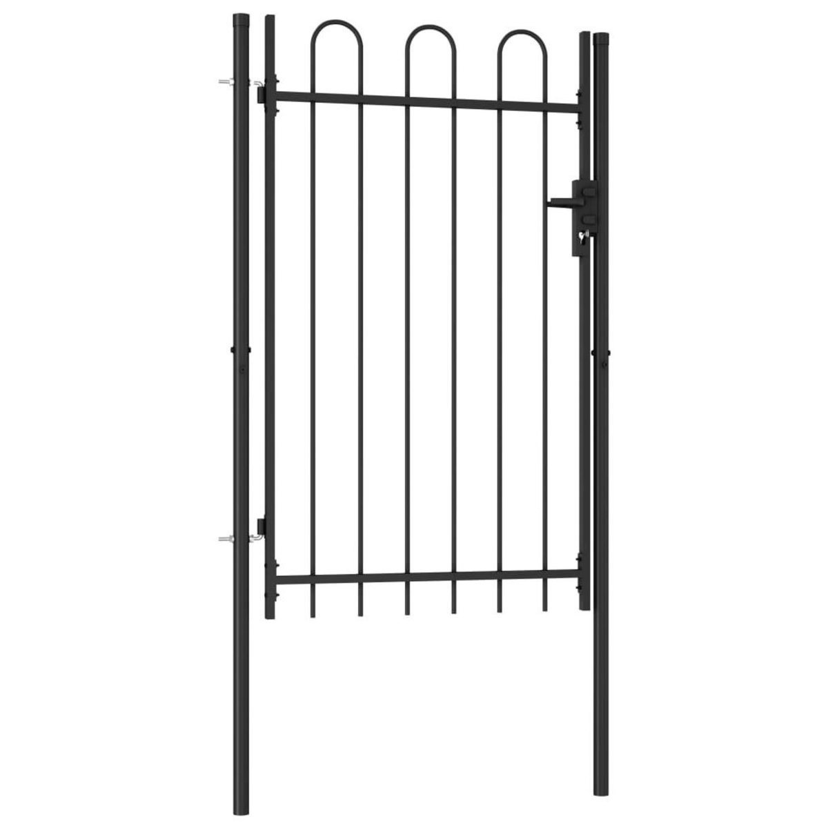 VIDAXL Portillon simple porte avec dessus arque Acier 1x1,5 m Noir