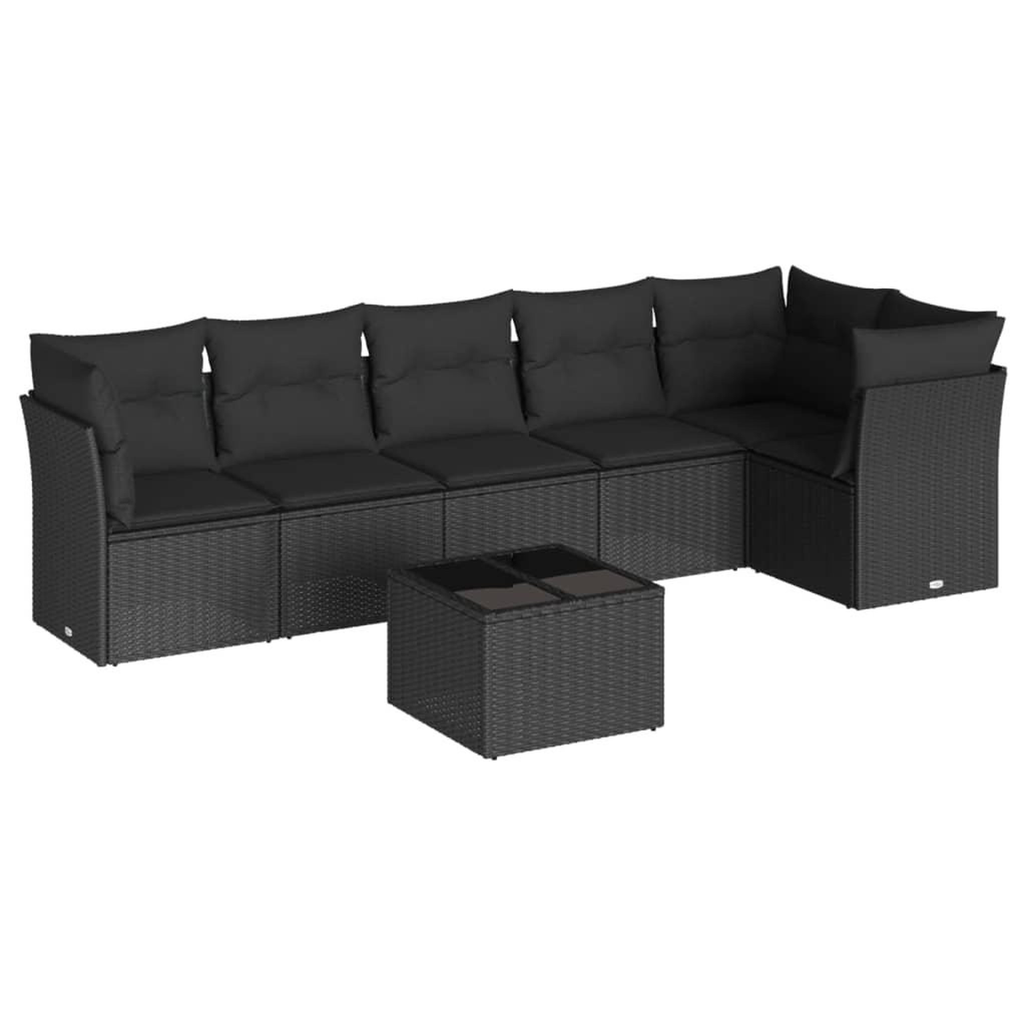 Voir la diapositive 2 : VIDAXL Salon de jardin 7 pcs avec coussins noir resine tressee