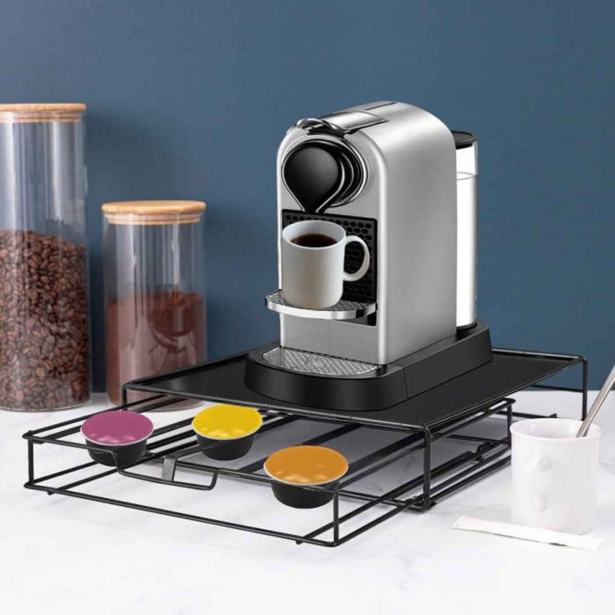 Paris Prix Tiroir Porte-Capsules Métal  Coffee  31cm Noir