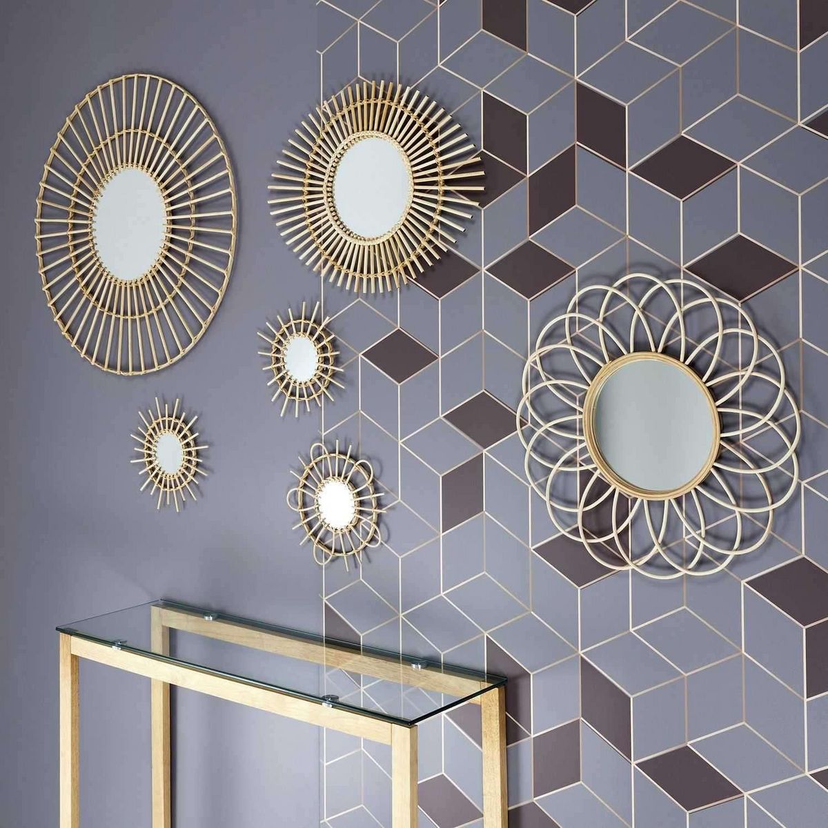 The Home Deco Factory Console en verre et bois - Marron et transparent