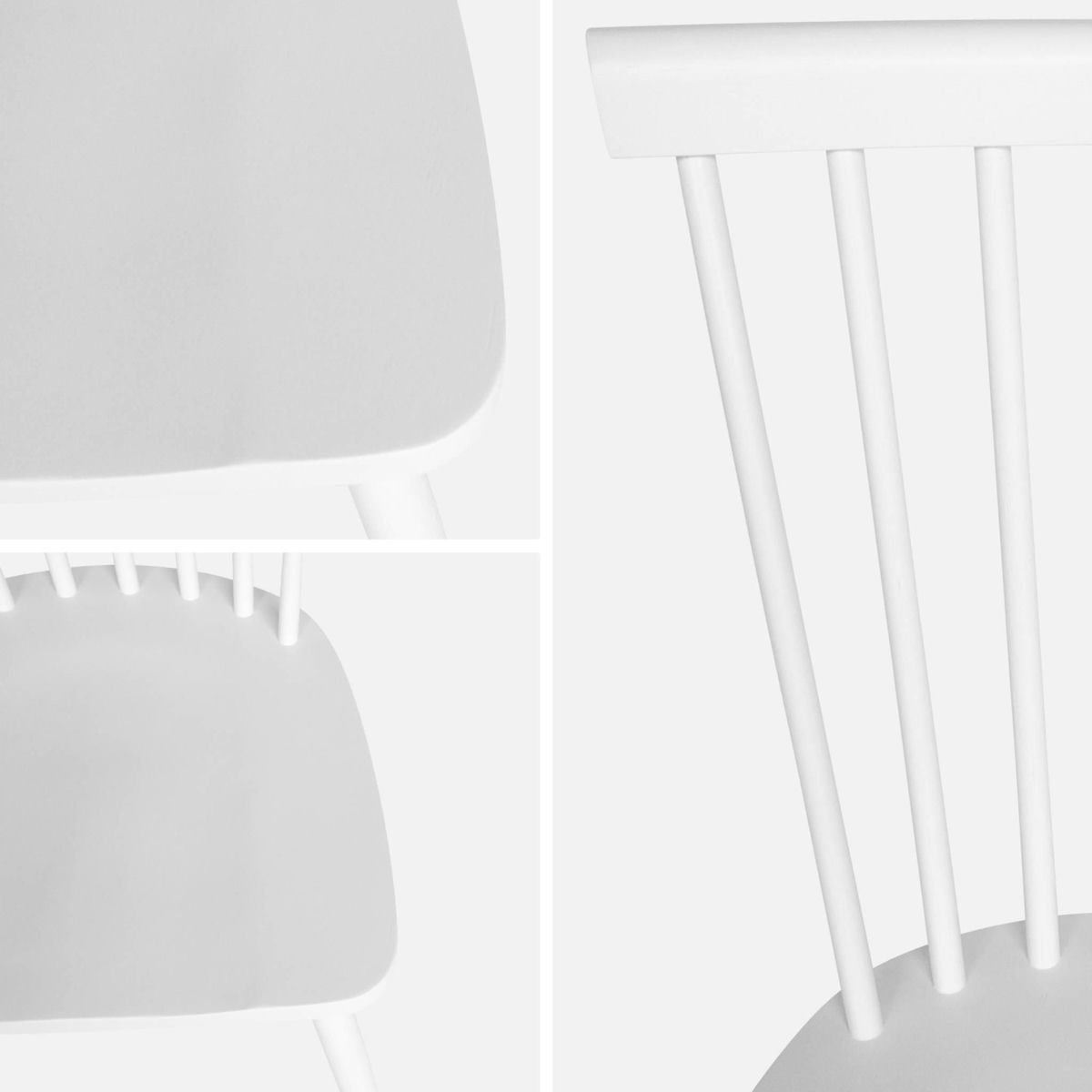 SWEEEK Lot de 2 chaises blanches à barreaux en bois d'hévéa. ROMIE. L 50.8 x P 44.2 x H 90cm.