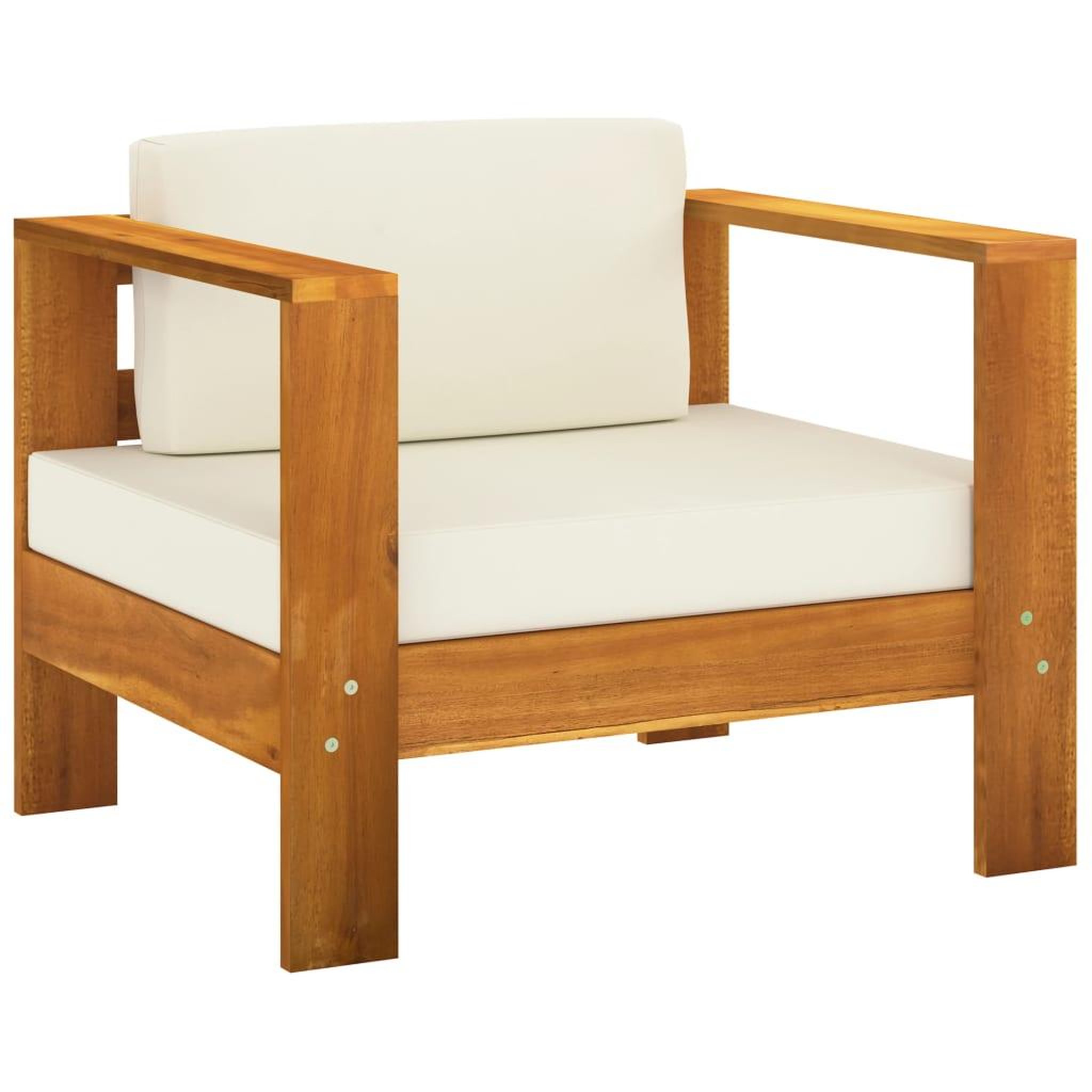 Voir la diapositive 3 : VIDAXL Salon de jardin 8 pcs avec coussins blanc creme Bois d'acacia