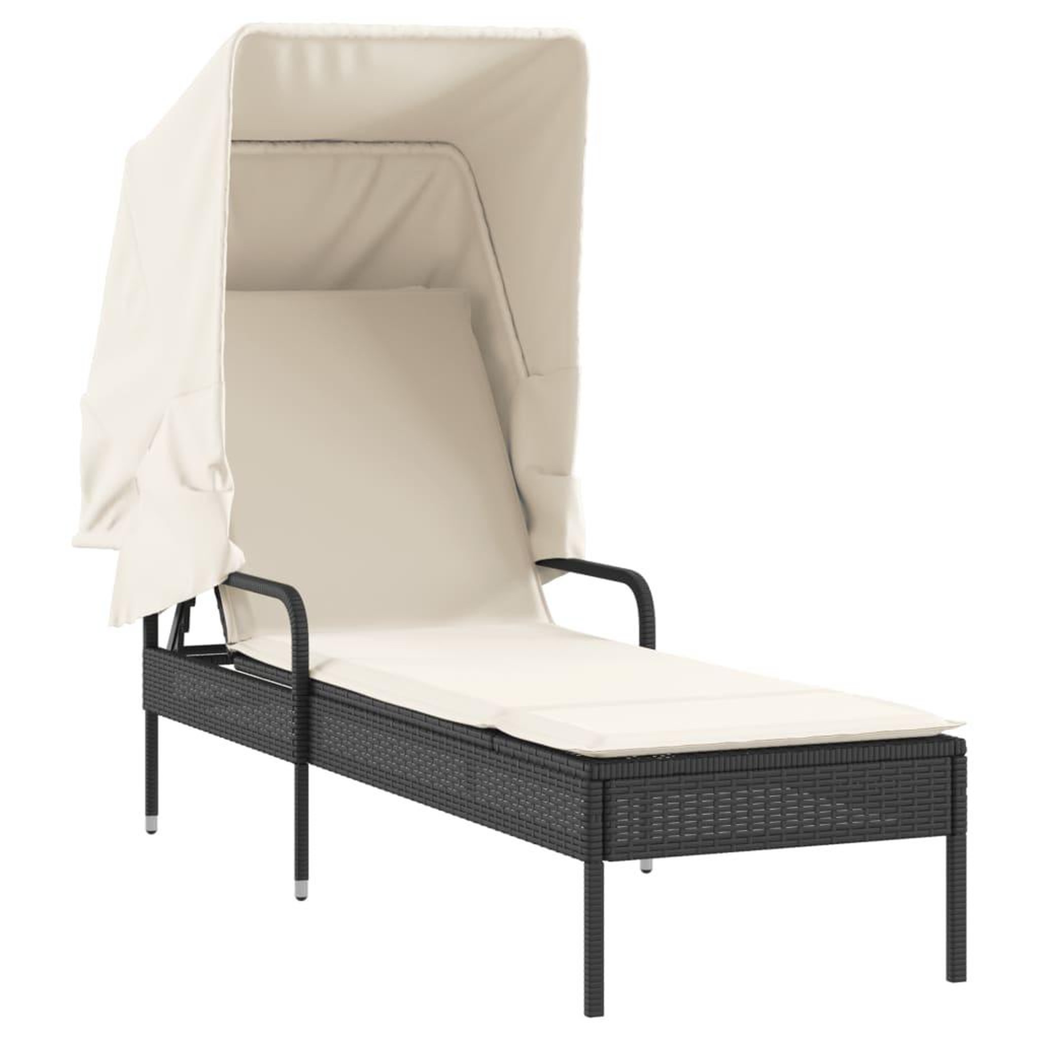 Voir la diapositive 4 : VIDAXL Chaise longue avec auvent et table noir resine tressee