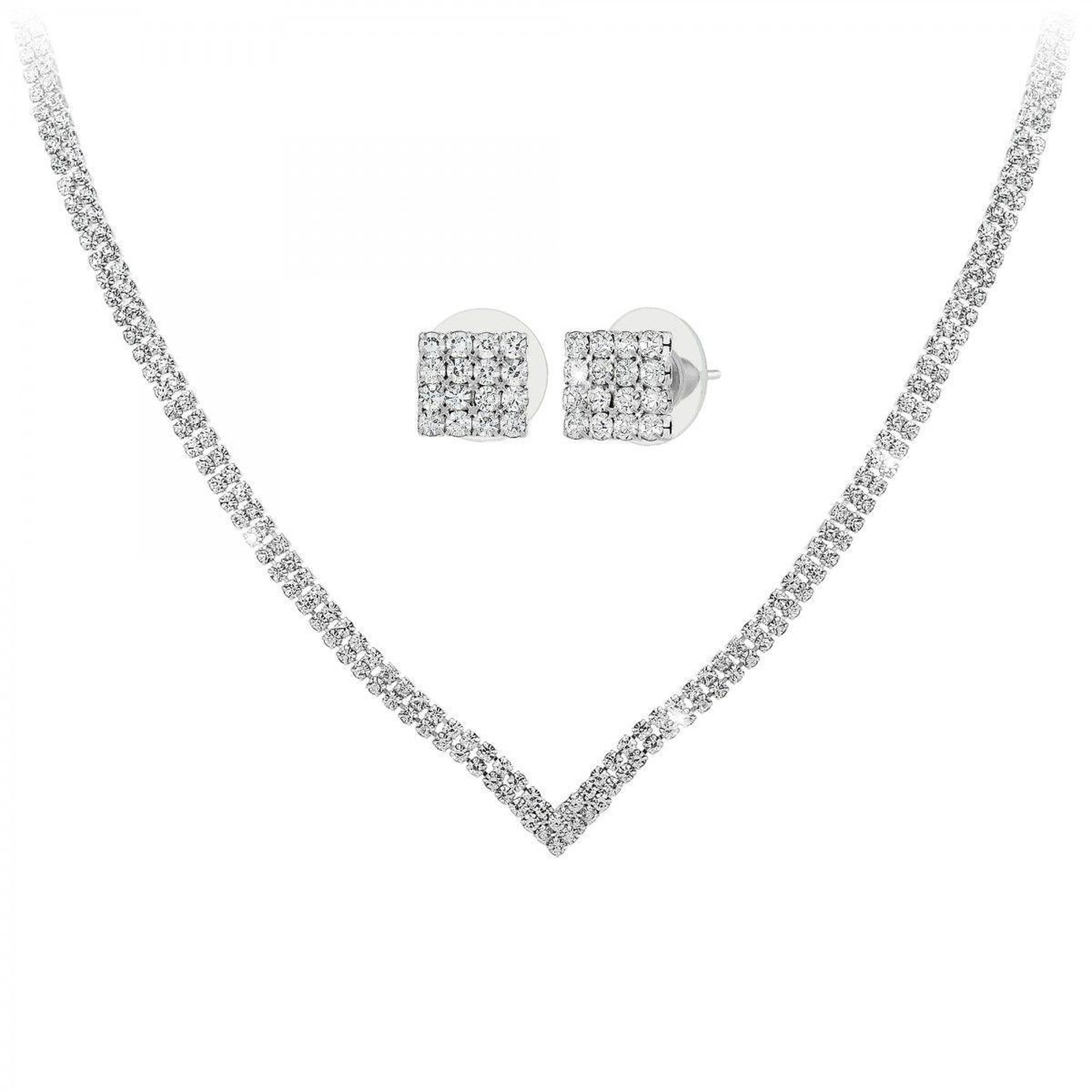 Voir la diapositive 1 : SC CRYSTAL Parure collier et boucles d'oreilles par SC Crystal ornée de Cristaux scintillants