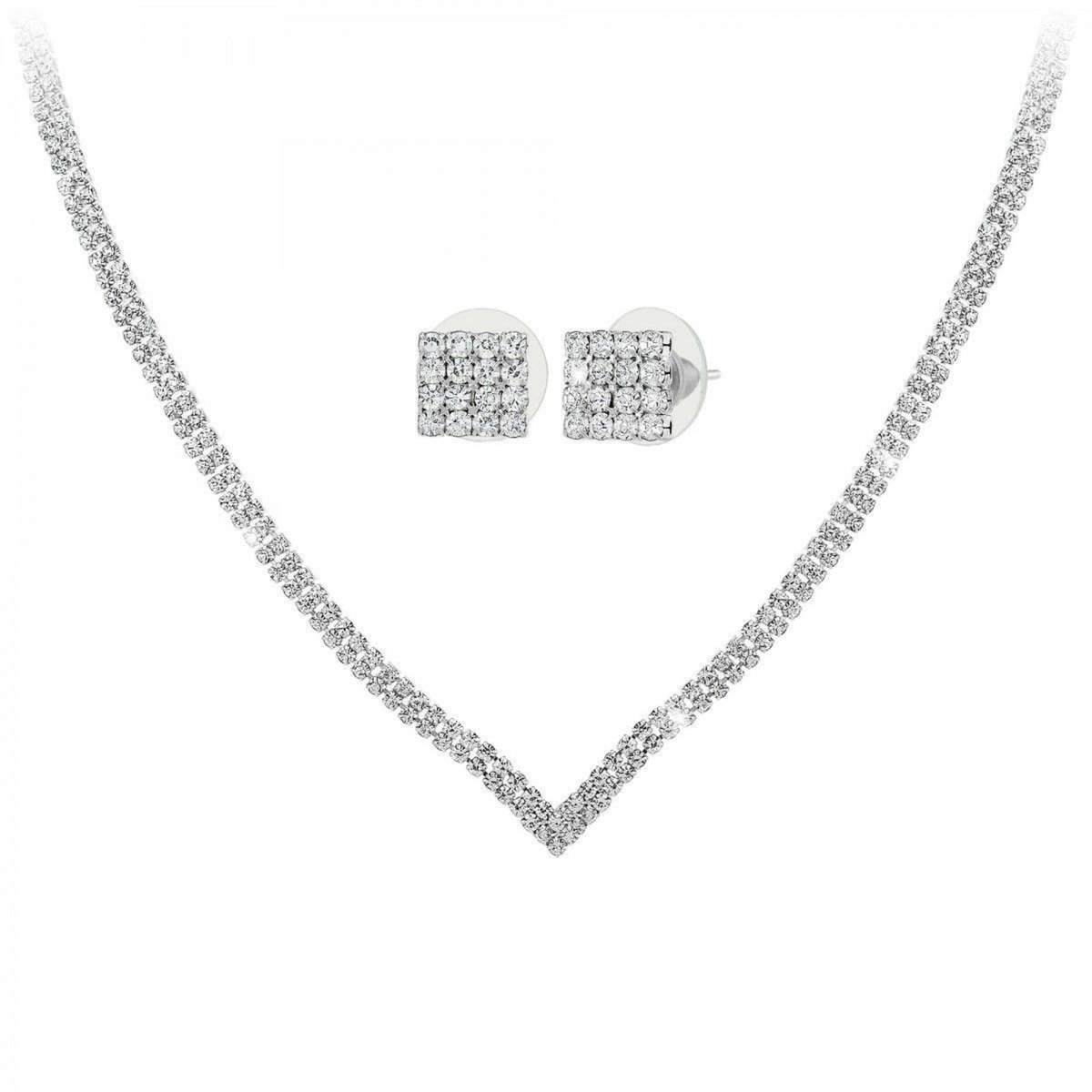 SC CRYSTAL Parure collier et boucles d'oreilles par SC Crystal ornée de Cristaux scintillants