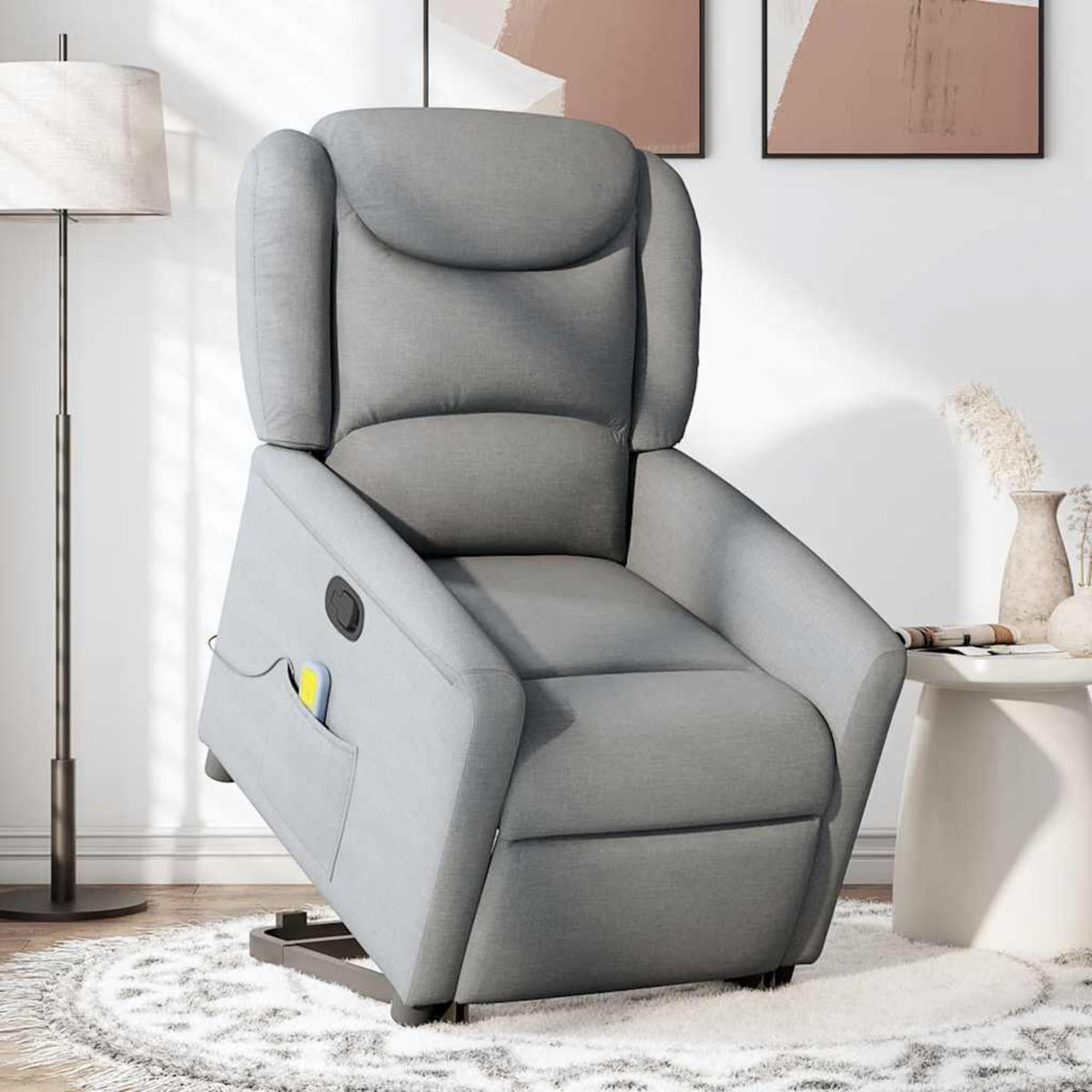 VIDAXL Fauteuil de massage inclinable Gris clair Tissu