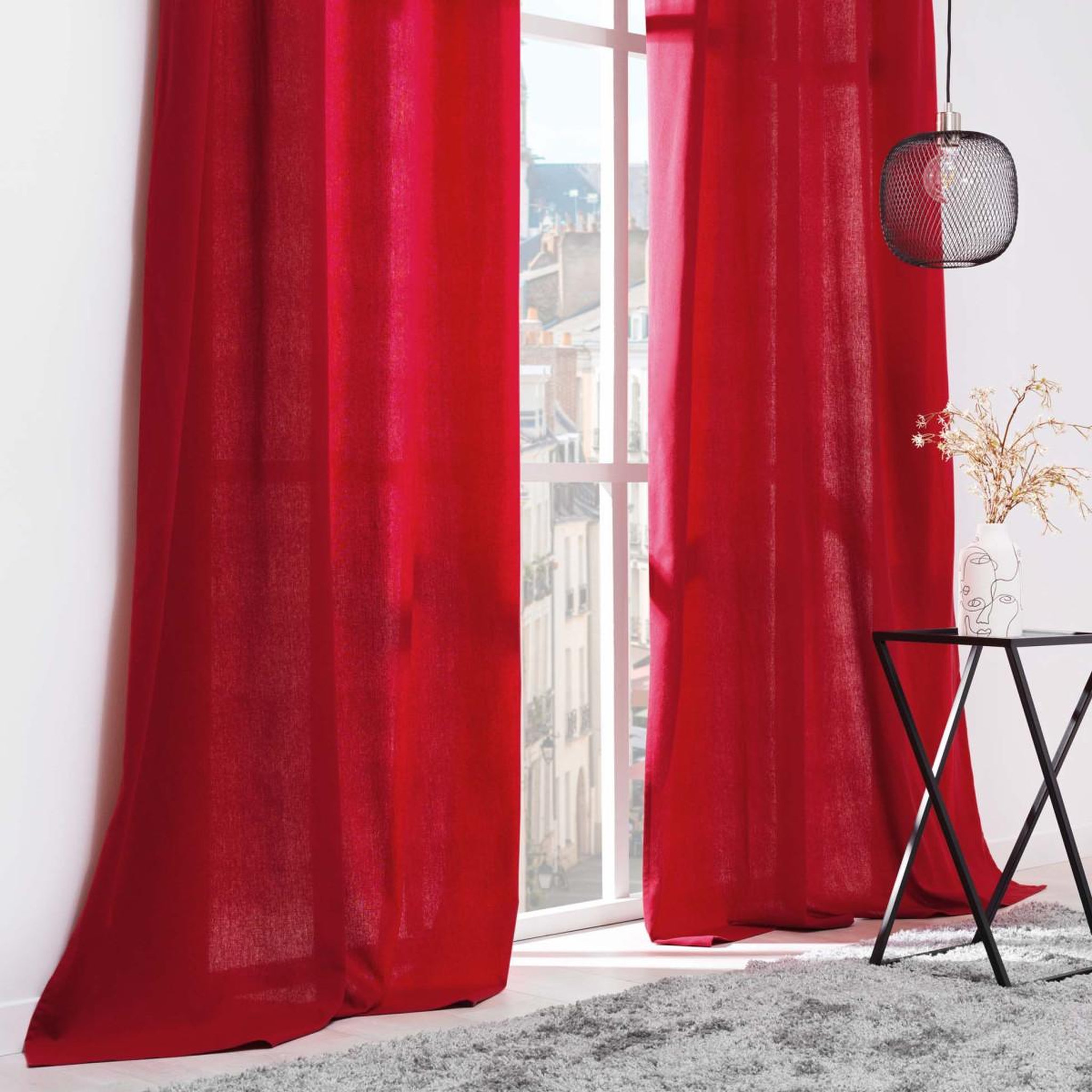 Voir la diapositive 4 : Douceur d'Intérieur Rideau à œillets  twily  135x260cm rouge