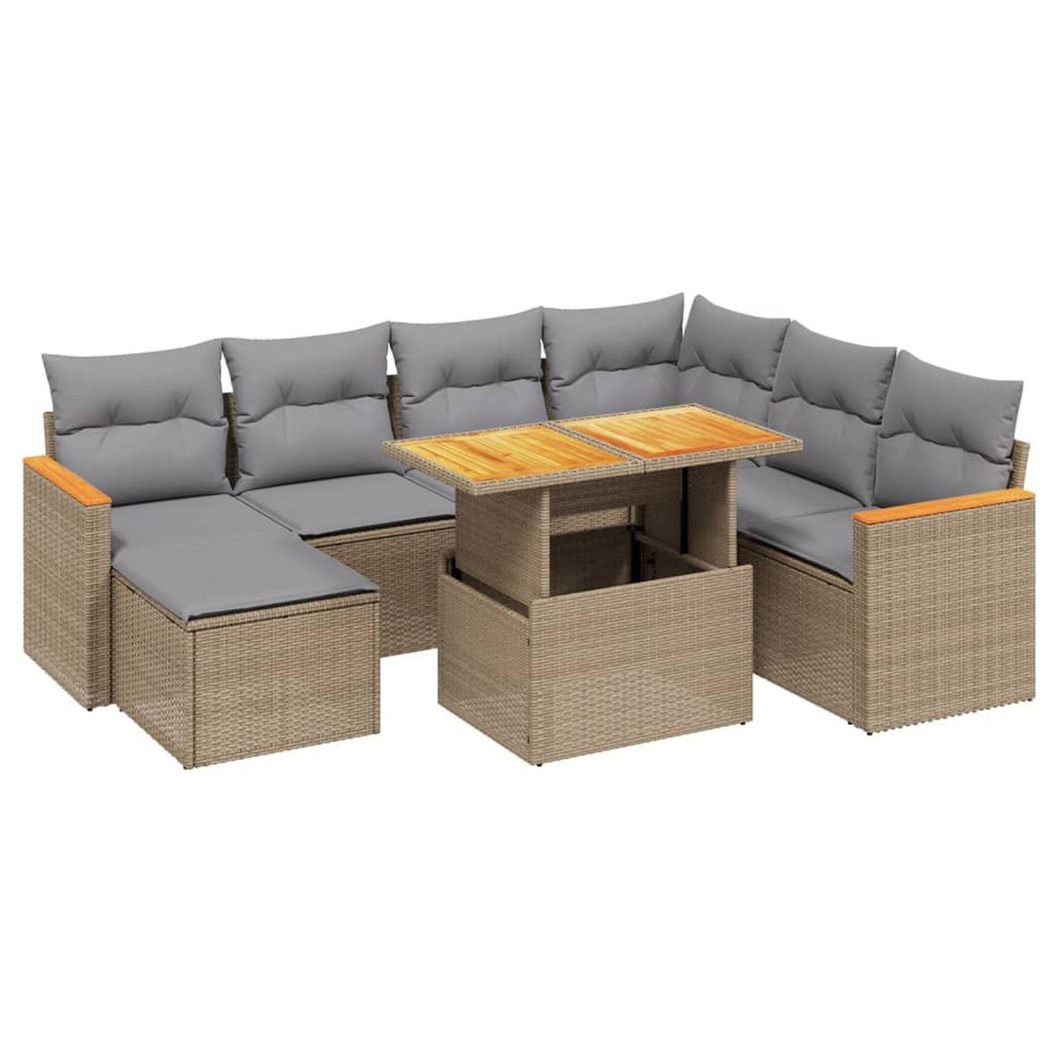 Voir la diapositive 2 : VIDAXL Salon de jardin avec coussins 8 pcs beige resine tressee