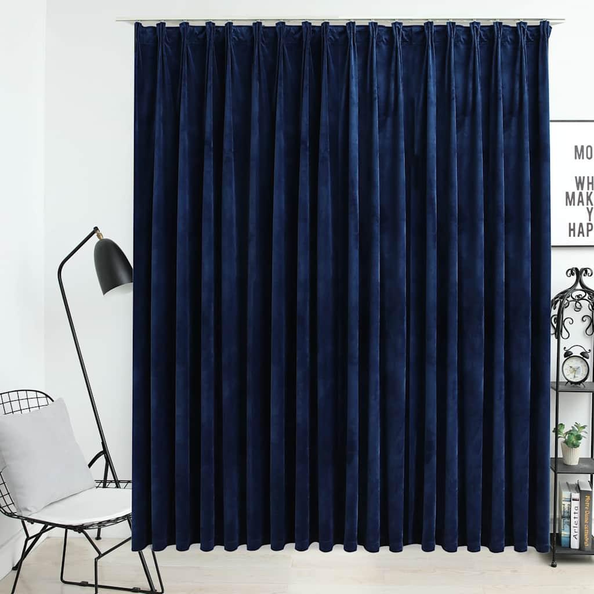 VIDAXL Rideau occultant avec crochets Velours Bleu fonce 290x245 cm