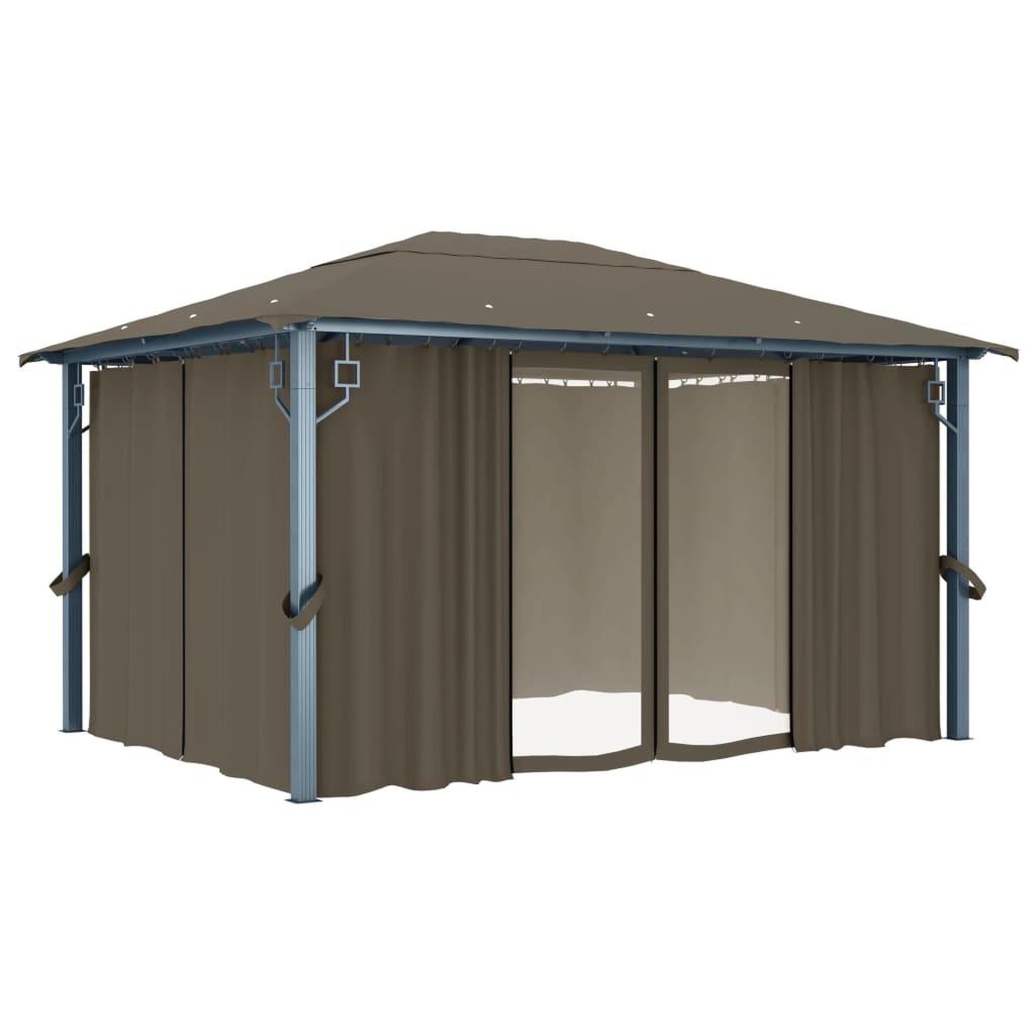 Voir la diapositive 5 : VIDAXL Tonnelle avec rideau et lumieres LED 4x3 m Taupe Aluminium