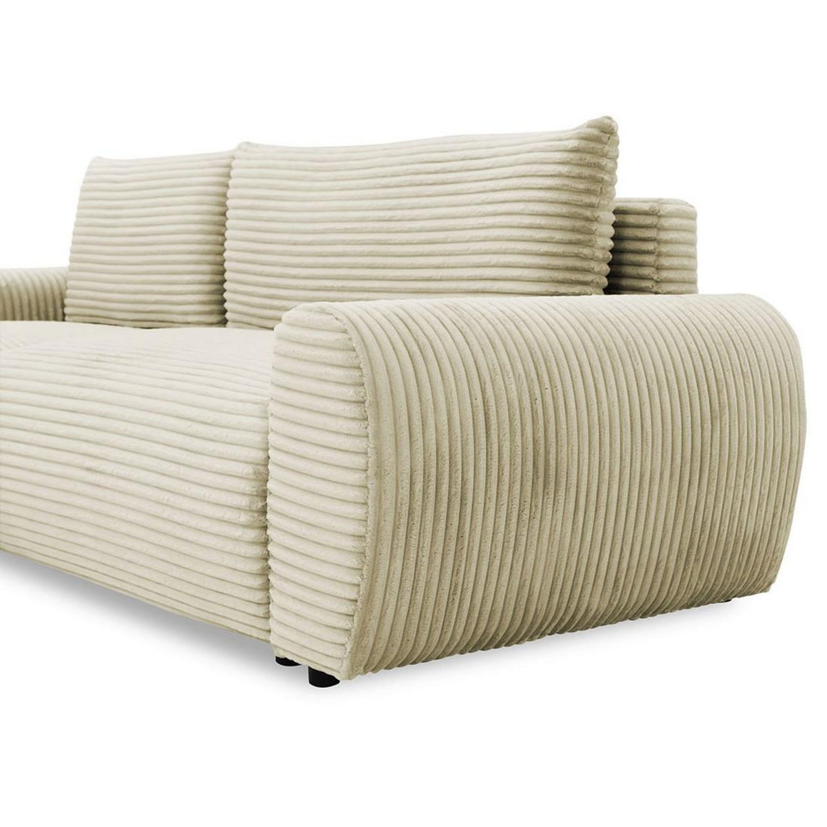 BEST MOBILIER Silvano - canapé d'angle gauche 4 places convertible avec coffre en velours côtelé grosses côtes