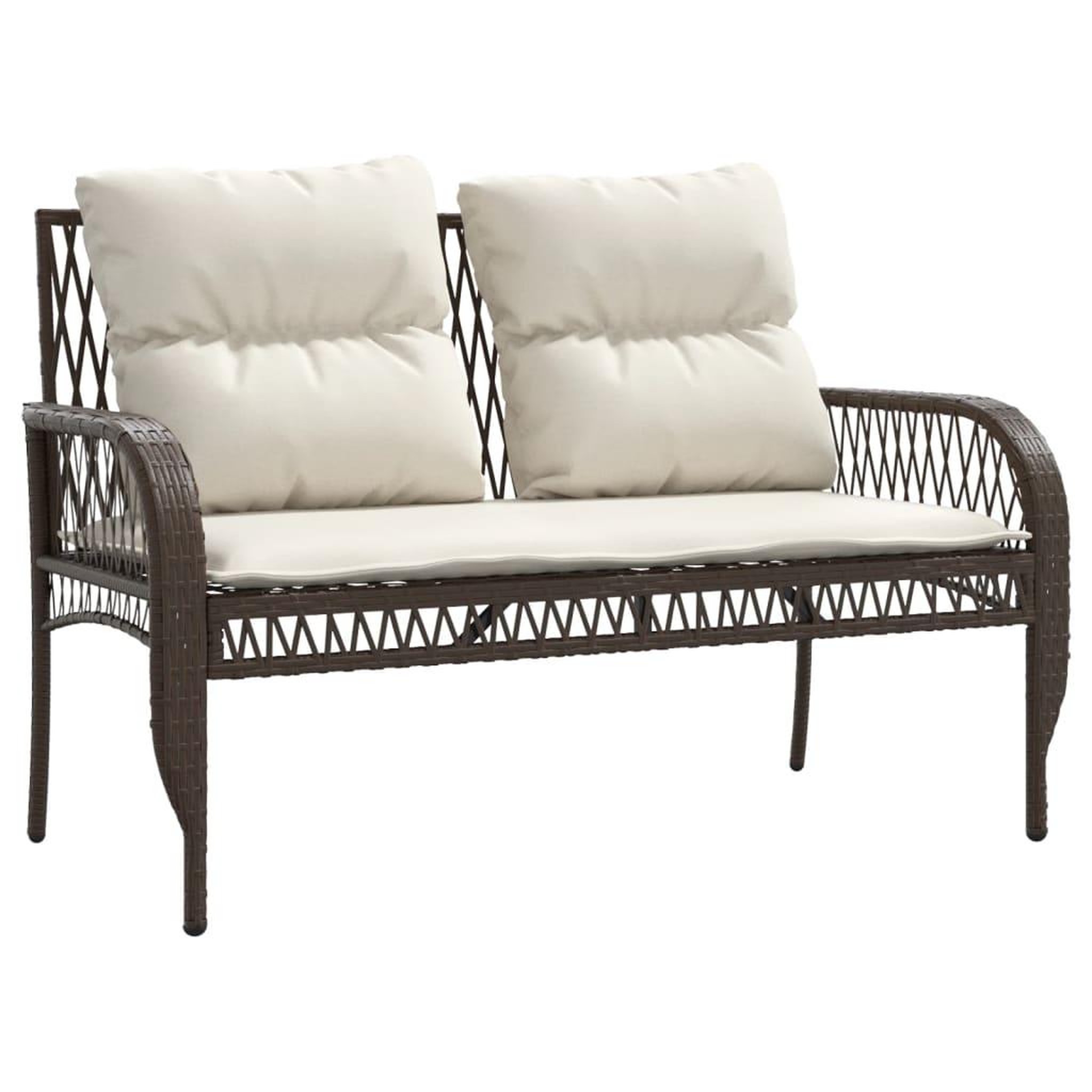 Voir la diapositive 4 : VIDAXL Salon de jardin 4 pcs avec coussins marron resine tressee