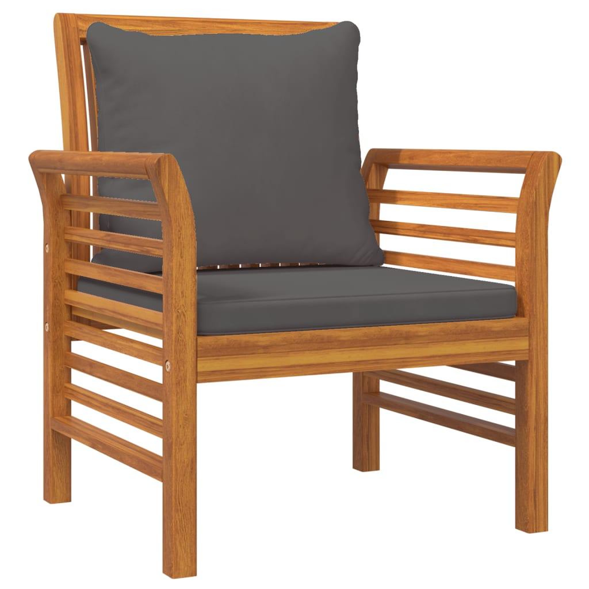 Voir la diapositive 3 : VIDAXL Chaises de canape coussins gris fonce lot de 2 acacia massif