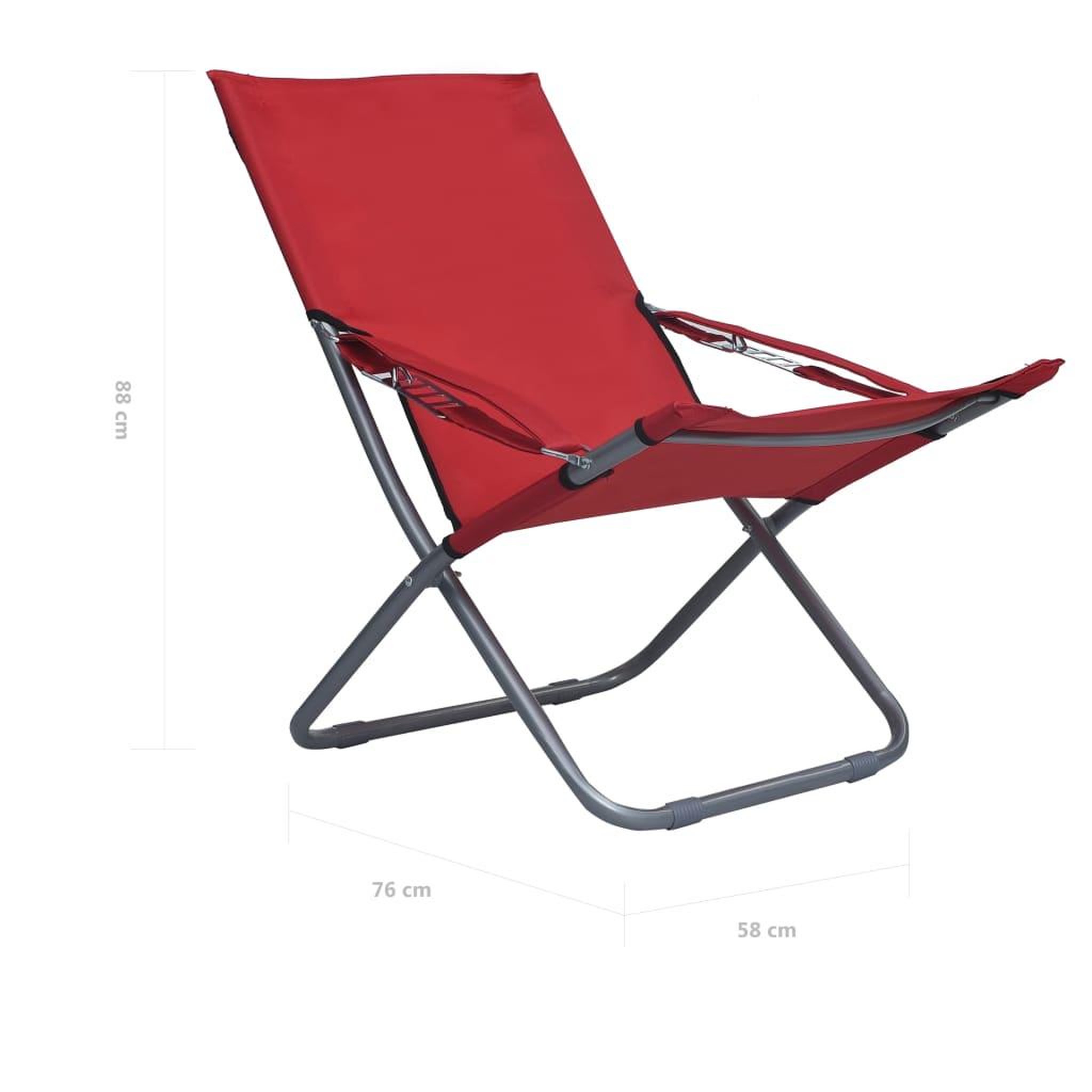 Voir la diapositive 6 : VIDAXL Chaises pliables de plage lot de 2 Tissu Rouge
