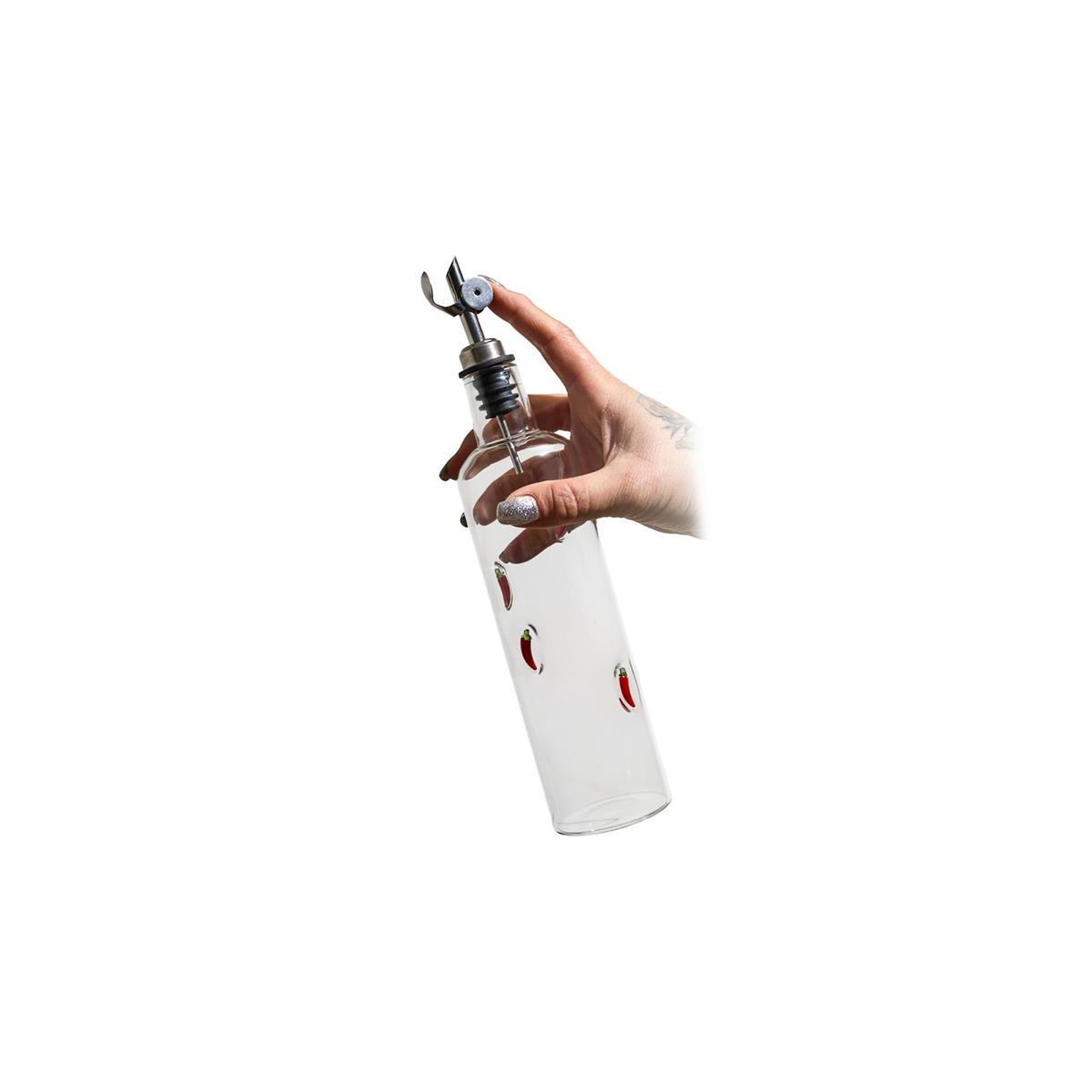 Voir la diapositive 2 : The Home Deco Factory Huilier avec bec verseur  piment  50cl transparent